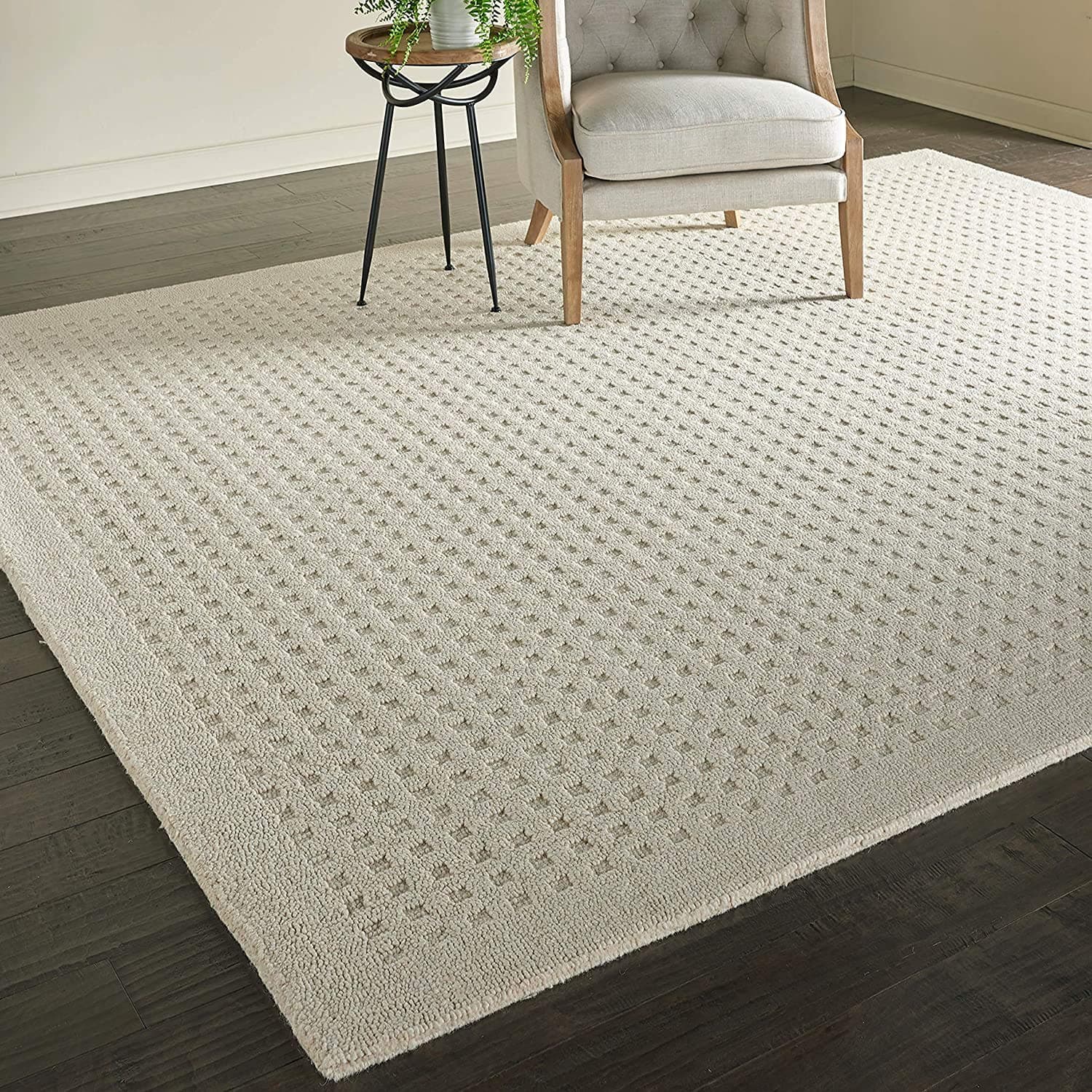 ZARACARPETS Solid Plain Exported Quality Hand Made Carpets and Rug Size 5 Feet by 8 Feet (5x8 feet) Loop Offwhite