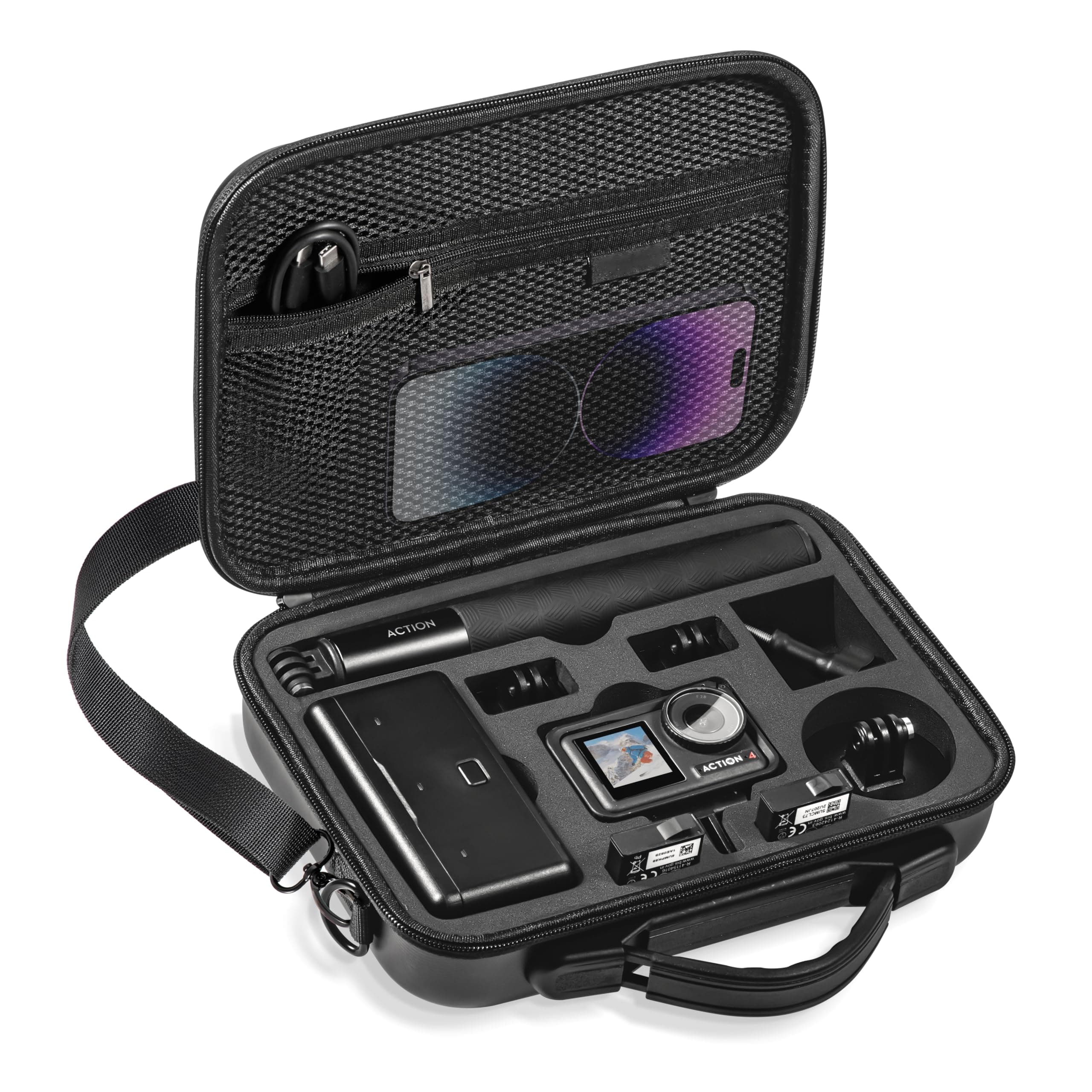 Tomat PU Carrying Case for DJI Osmo Action 5 Pro/Action 4 Camera Accessories Hard Shell Bag Travel Case Compatible with DJI Action 5 Pro/Action 4 Adventure, Black