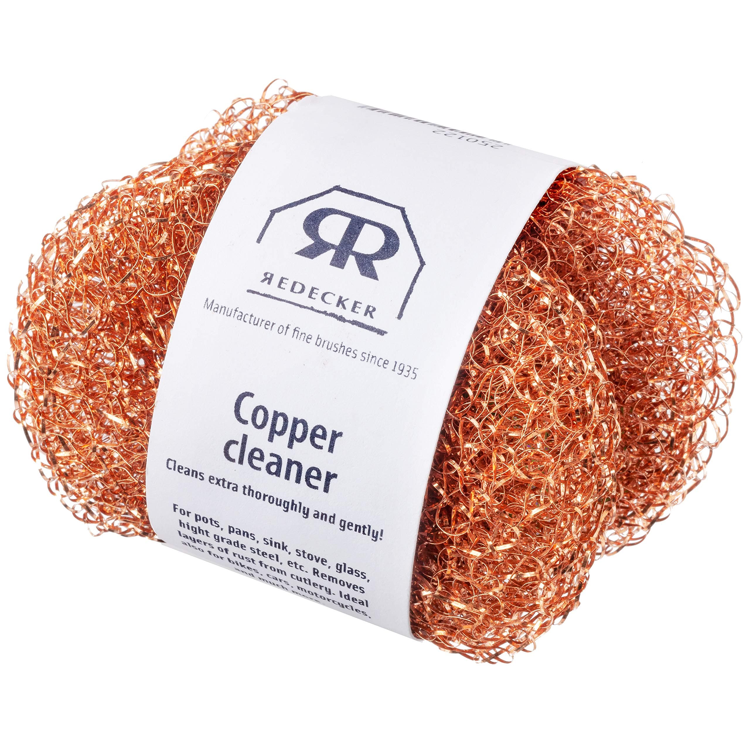 Redecker Copper Thread Pot Scrubber, Woven Copper Scouring Pads, 2 Pack Kitchen Scrubber for Pots Pans Sink Stove Stainless Steel, 3 in Diameter, Made in Netherlands