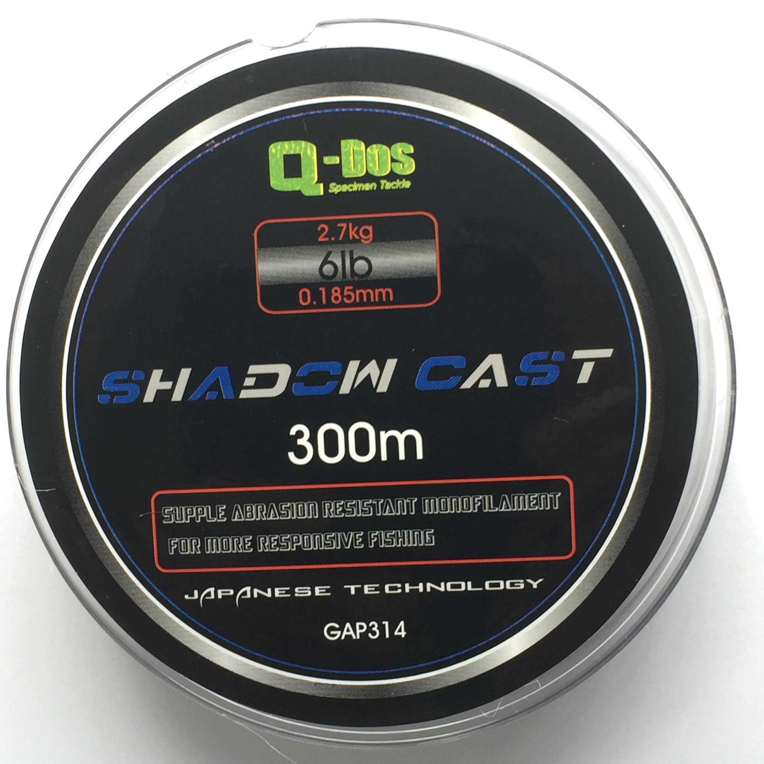 Q-DOS Shadow Cast Line 300M Spool 6lb 2.7kg Supple, Abrasion Resistant Line