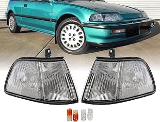 USR DEPO 90-91 Civic 3D Corner Lights - Front Cornering Parking Turn Signal Lamp Set (Left + Right) Compatible with 1990-1991 Honda Civic 3 Doors Hatchback (All Clear Lens)