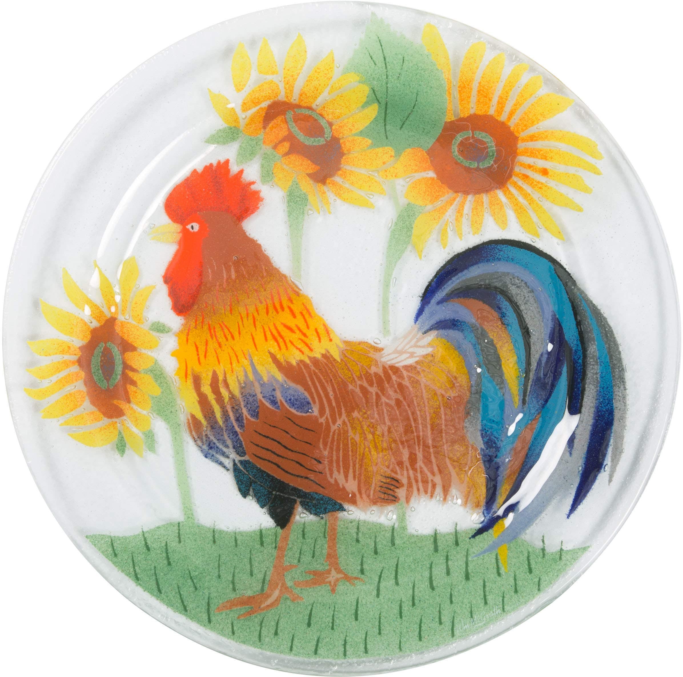Pavilion- Rooster Sunflower 11" Round Serving Plate