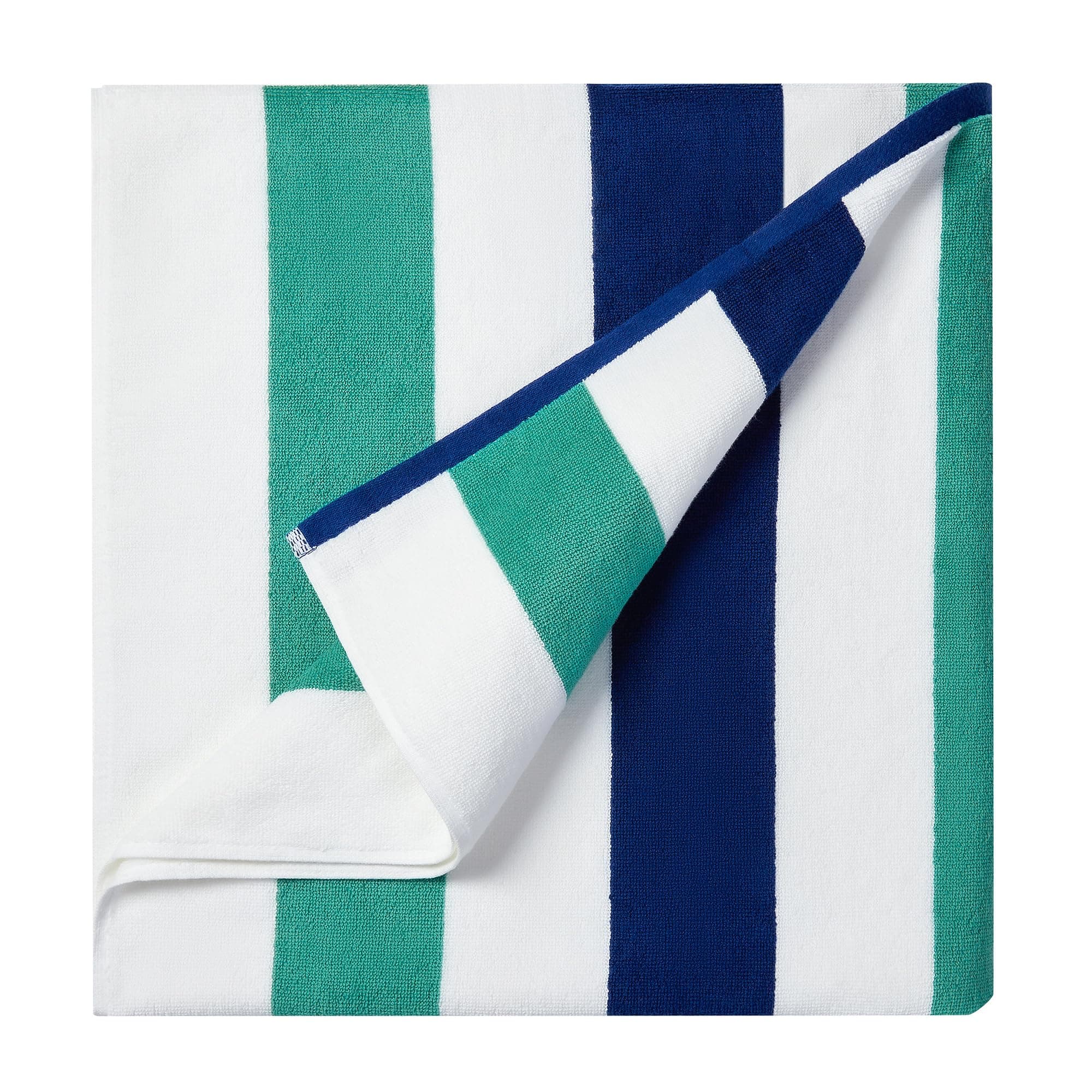 Cotton Oversized Beach Towel - Extra Large 40"X70" Plush Thick Pool Towel, XL Fluffy Stripe Teal Beach Towels for Adults Mens Women (White Teal Blue)