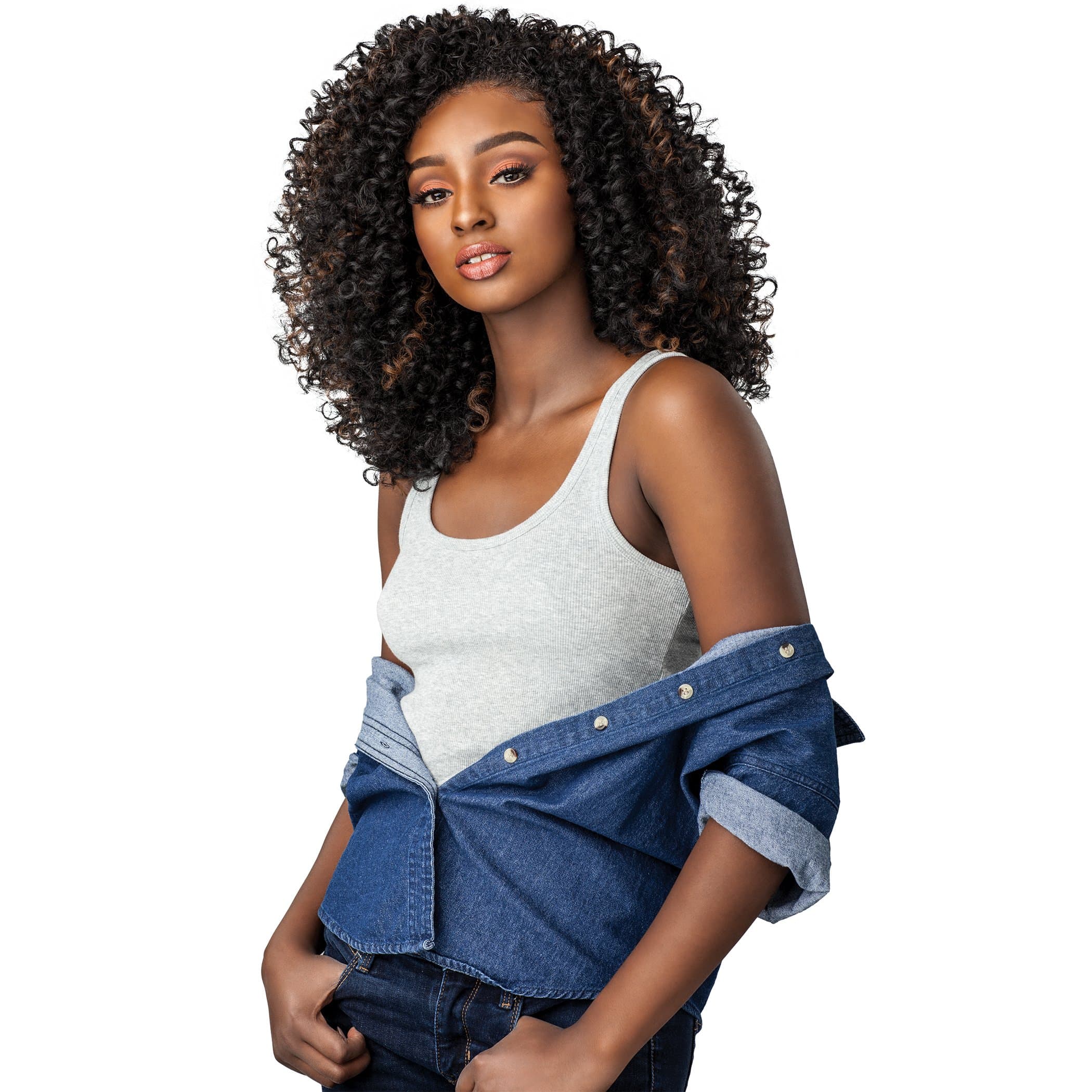 Sensationnel Curls Kinksandco Half Wig - The Show Stopper Instant Weave Drawstring Cap for Natural 3C to 4C Hair Textures (1B OFFBLACK)