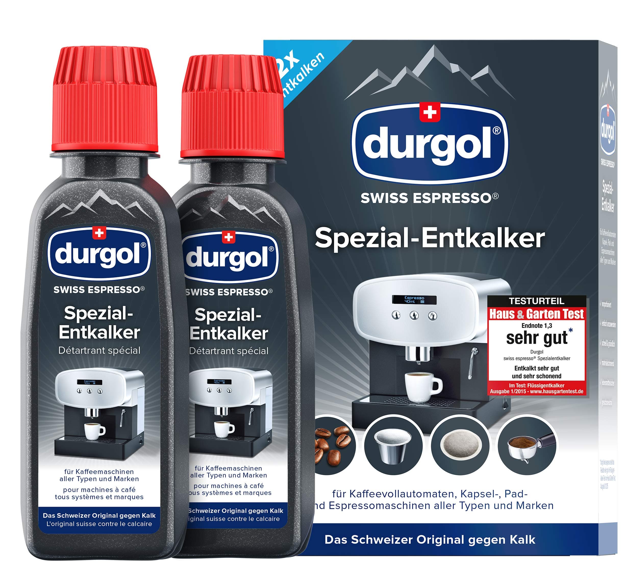 Durgol Swiss Espresso Machine Decalcifier Solution Set of 2