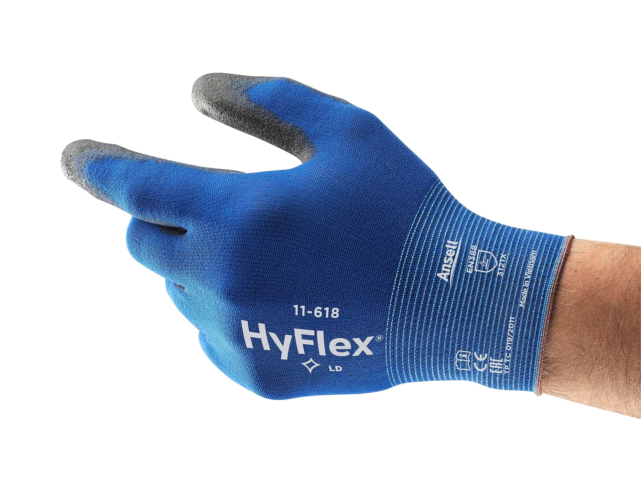 HyFlex 11-618 Multi-purpose gloves, mechanical protection, Black, Size 6 (Pack of 12 pairs)
