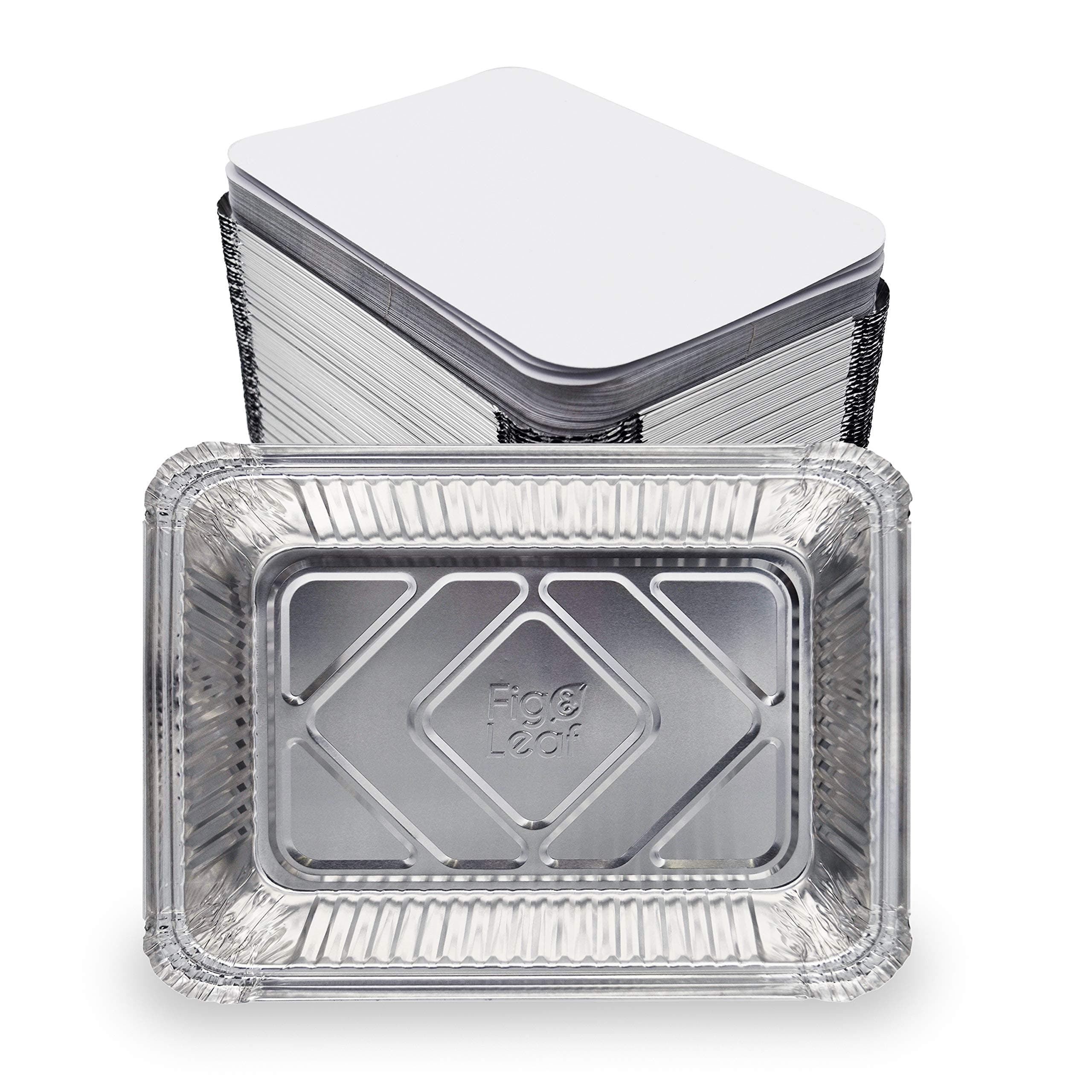 (60 Pack) Premium 2.5-LB Takeout Pans with Lids - 8.6" x 6.1" x 2" l Heavy Duty Disposable Aluminum Foil for Catering Party Meal Prep Freezer Drip Pans BBQ Potluck Holidays