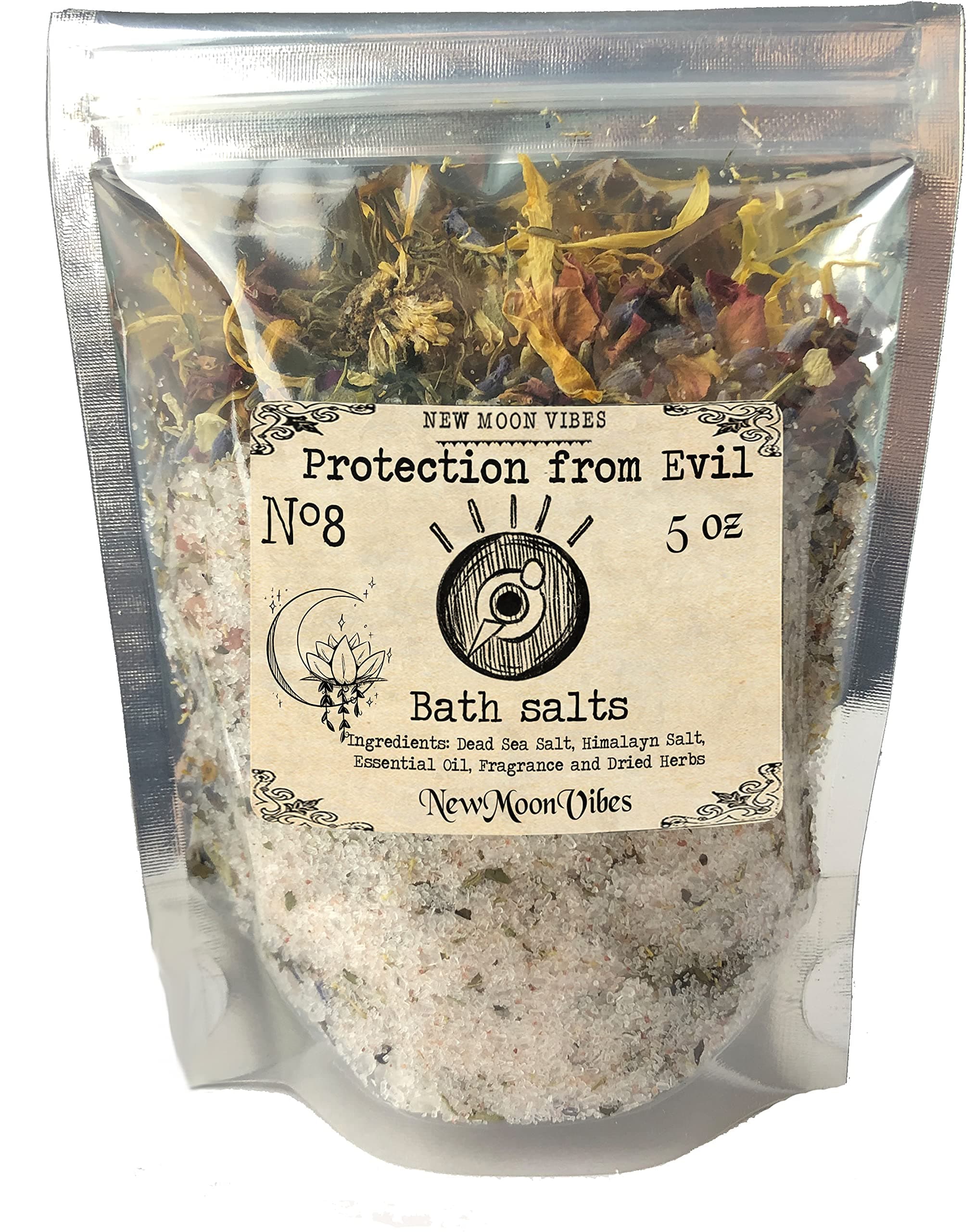 Protection from Evil Essential Oils Herbal Spell Ritual Bath Salts with Real Herbs Botanicals Infused Protect from Jealousy Gossip Forces Calming Create Peaceful Positive Space