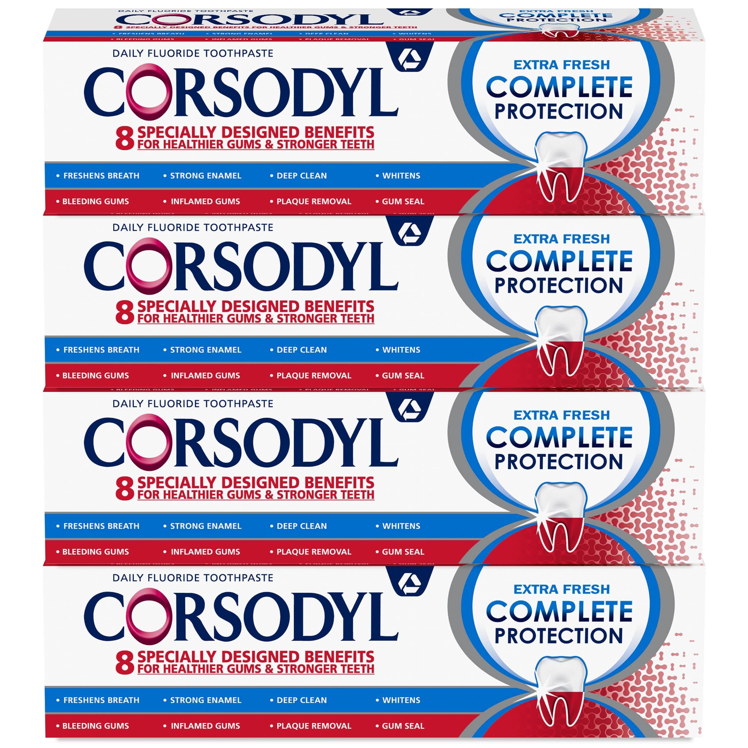 Complete Protection Toothpaste, Extra Fresh, Gum care, Fluoride Toothpaste, 4x75ml