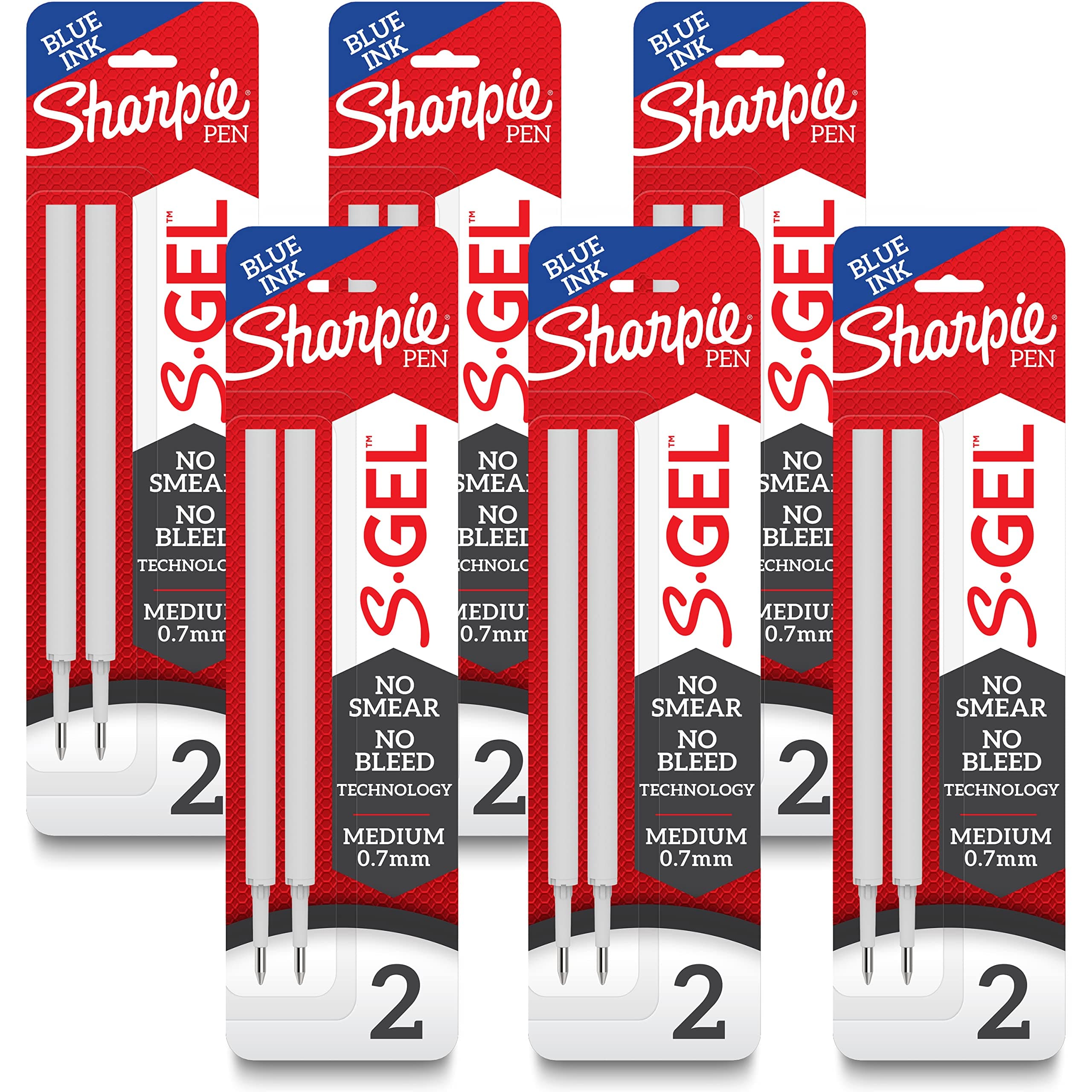 SHARPIE S-Gel Refills, Blue Ink Gel Pen Refills, Medium Point (0.7mm), 2 Count