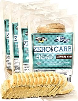 ThinSlim Foods Zero Net Carb Keto Bread | Low Carb Bread | Keto Friendly Food - Everything Inside, 14oz. (Pack of 4)