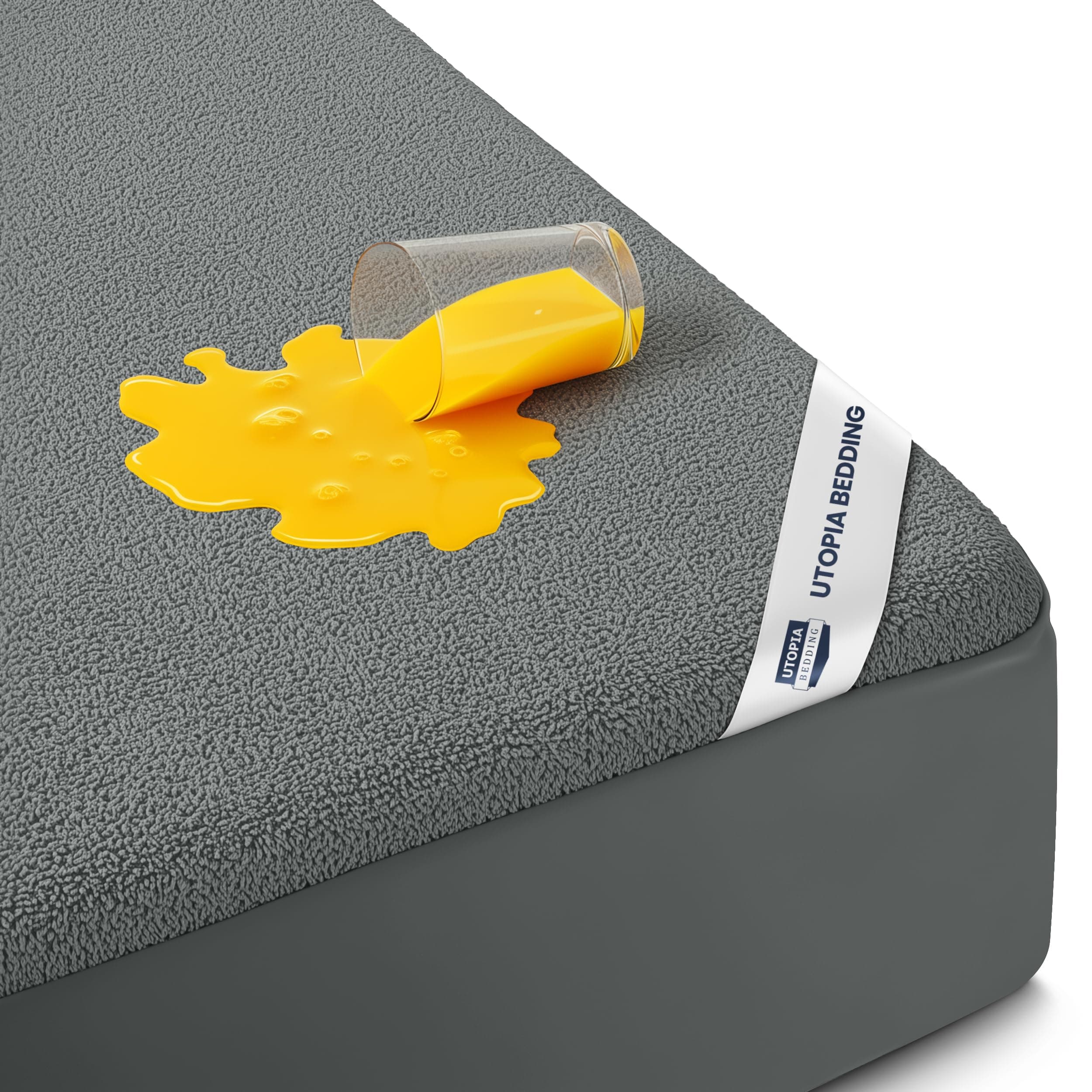 Utopia Bedding Waterproof Mattress Protector Full Size, Premium Terry Mattress Cover 200 GSM, Breathable, Fitted Style with Stretchable Pockets (Gray)