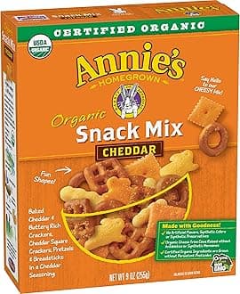 Annie's Organic Assorted Crackers and Pretzels Cheddar Snack Mix, 9 oz (Pack of 12)