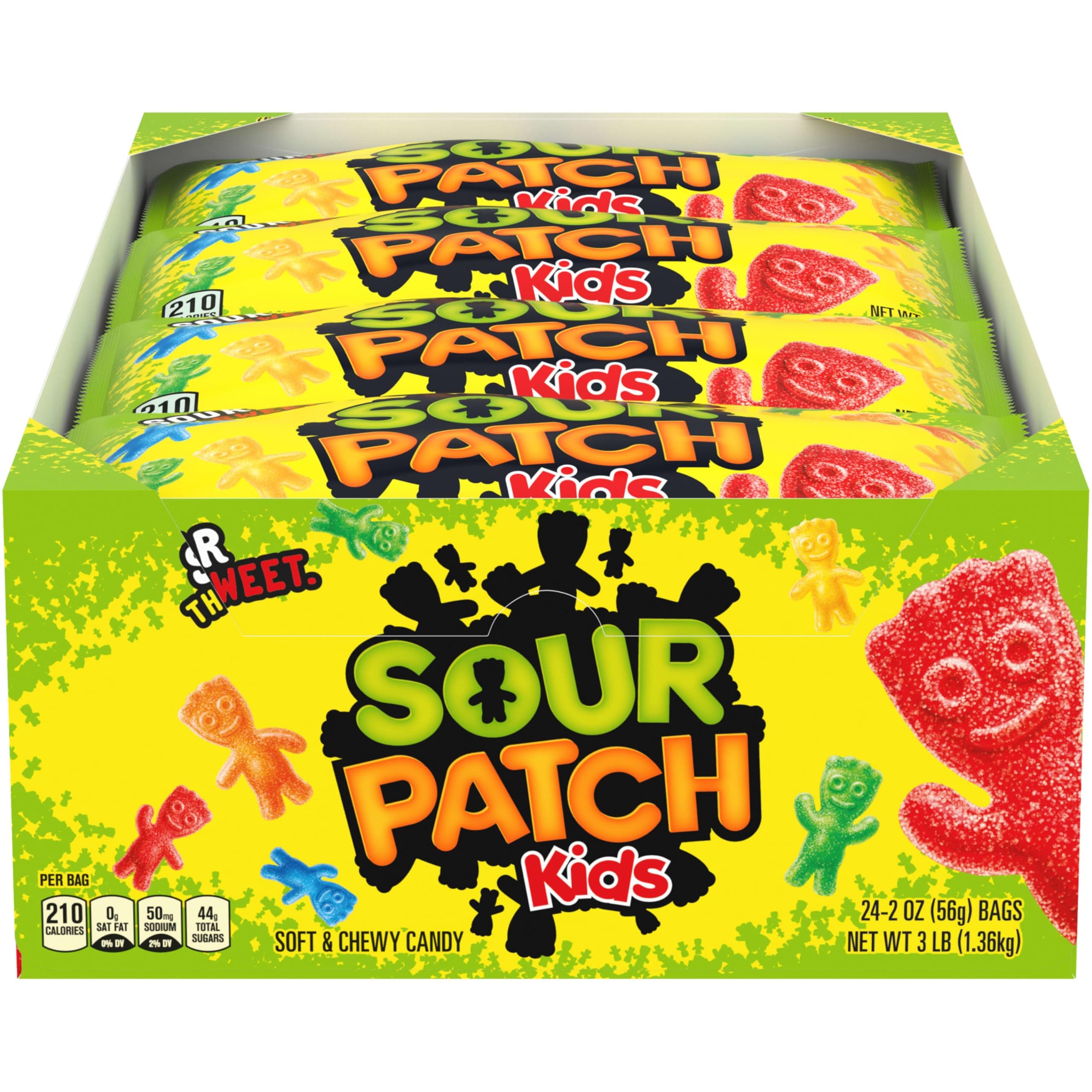 SOUR PATCH KIDS Soft & Chewy Gummy Candy, Bulk Candy, 24 - 2 oz Bags
