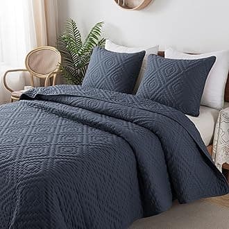 R.SHARE Navy Blue Queen Size Quilt Bedding Sets with Pillow Shams, Boho Full Lightweight Soft Bedspread Coverlet, Quilted Blanket Thin Comforter Bed Cover for All Season, 3 Pieces, 90x90 inchesOEKO-TEX STANDARD 100