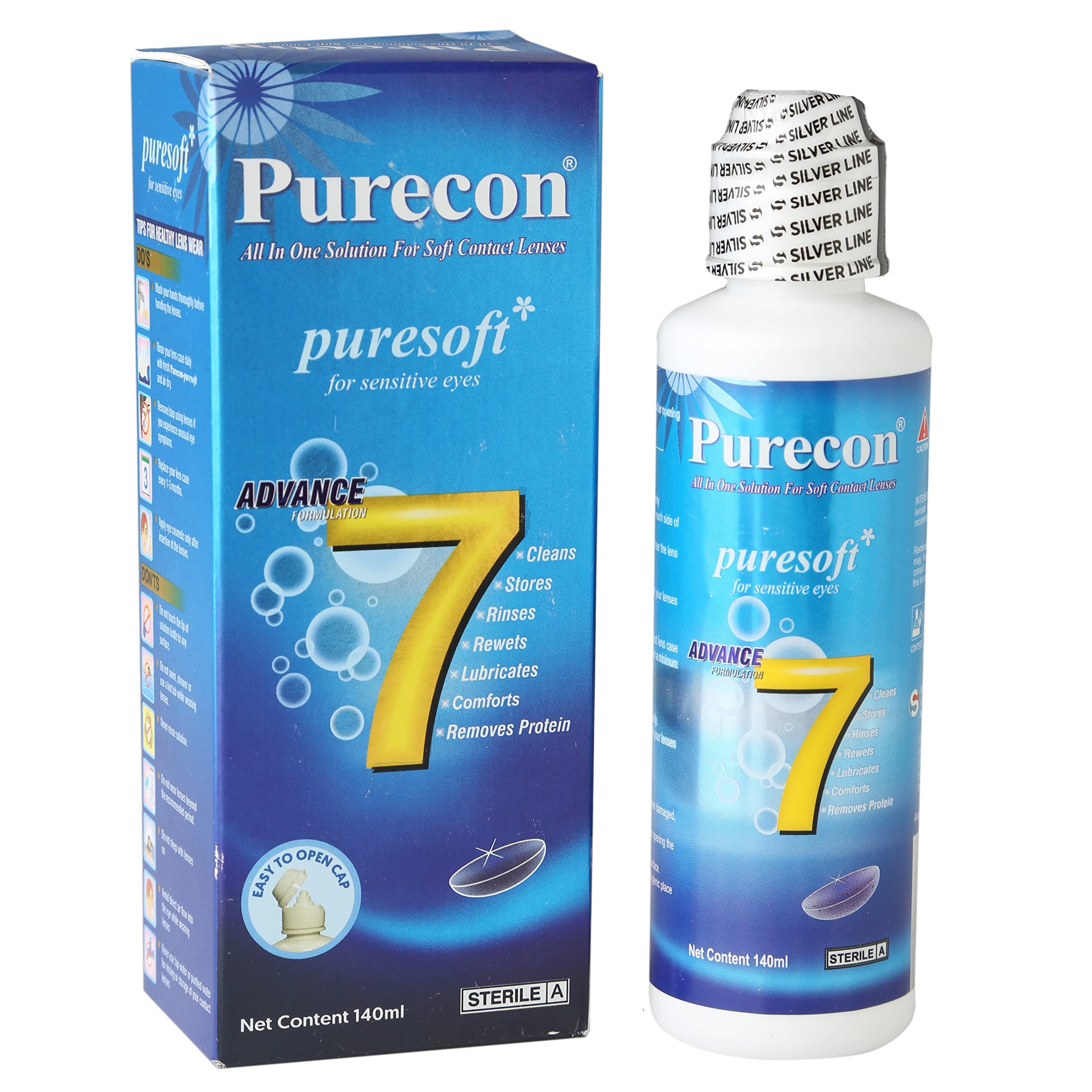 Puresoft Multi Purpose contact lense solution, Ideal For Soft Contact Lenses (120 ML)