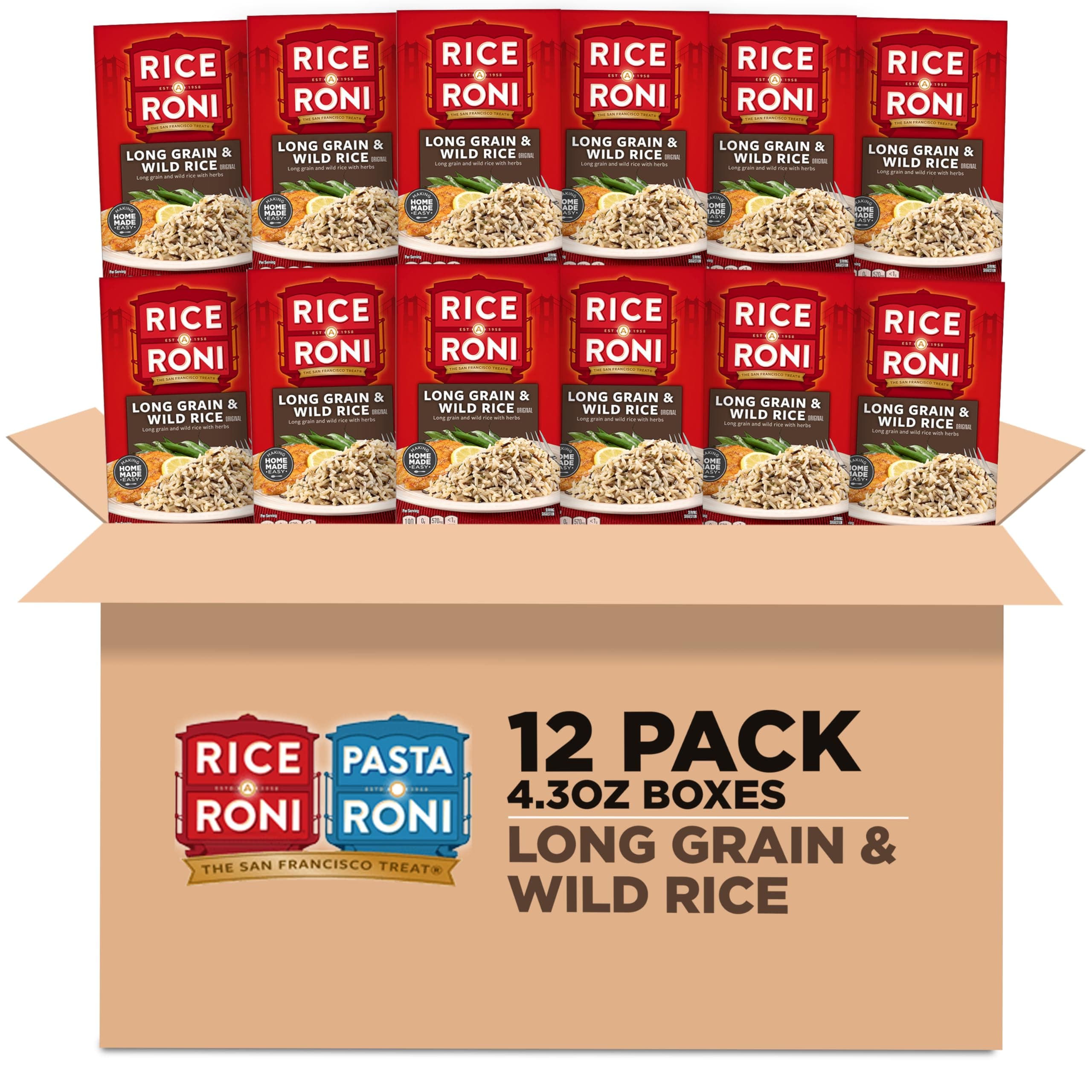 Rice-A-Roni Long Grain & Wild Rice with Herbs, 4.3 Ounce Pack of 12