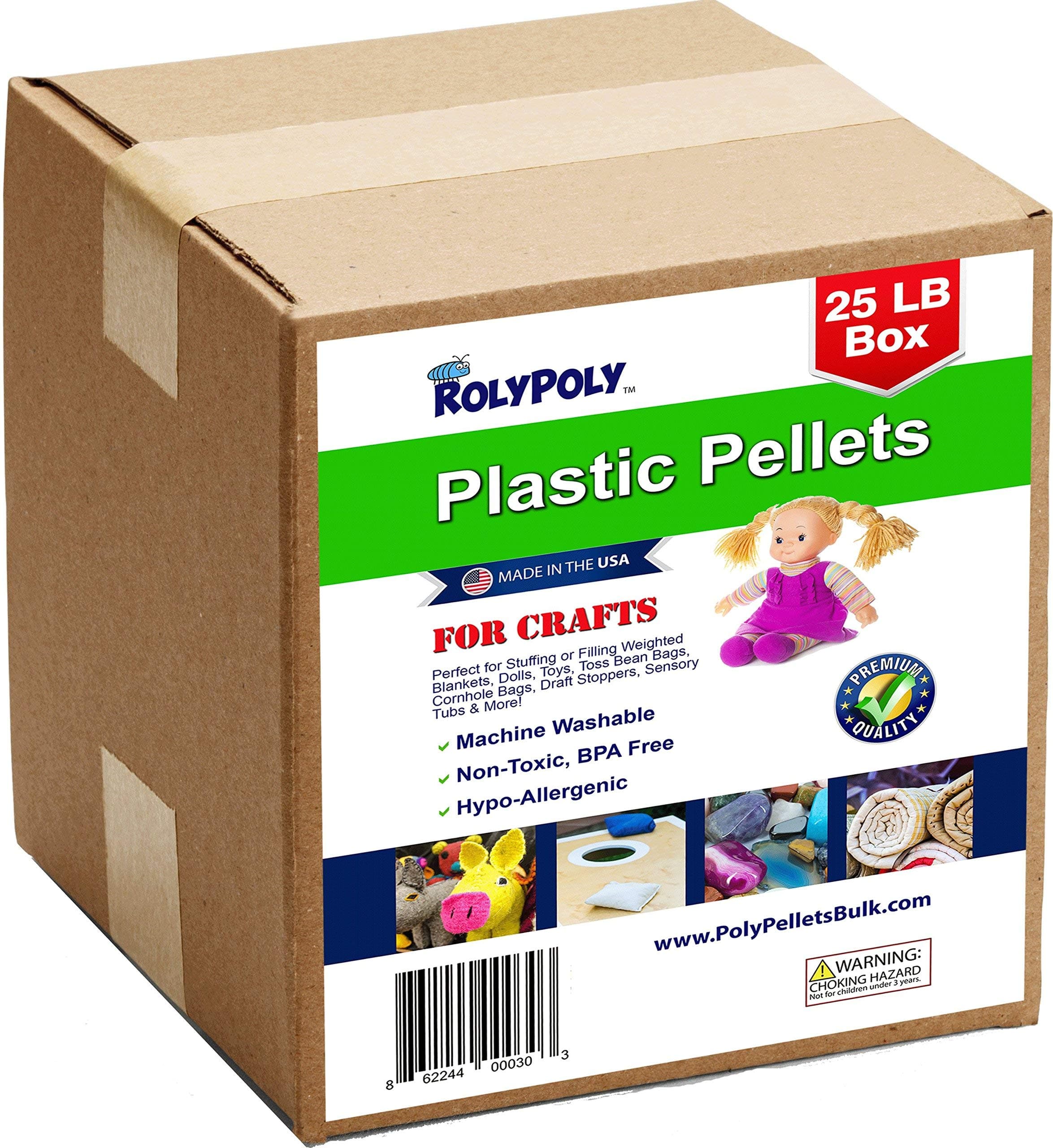 Plastic Pellets Bulk for Weighted Blankets & Crafts Bulk Box (25 pounds) Made in the USA for Rock Tumbling, Stuffing & Filling Dolls, Crafts, Lap Pad