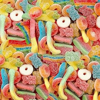 Sour Gummy Candy Mix | 2-Pound Pack | Chewy Gummies for Candy Buffets, Goodie Bags & Dessert Decorating | Belts, Peach Rings, Watermelon Wedges, Worms, Bears | Bulk Gummies