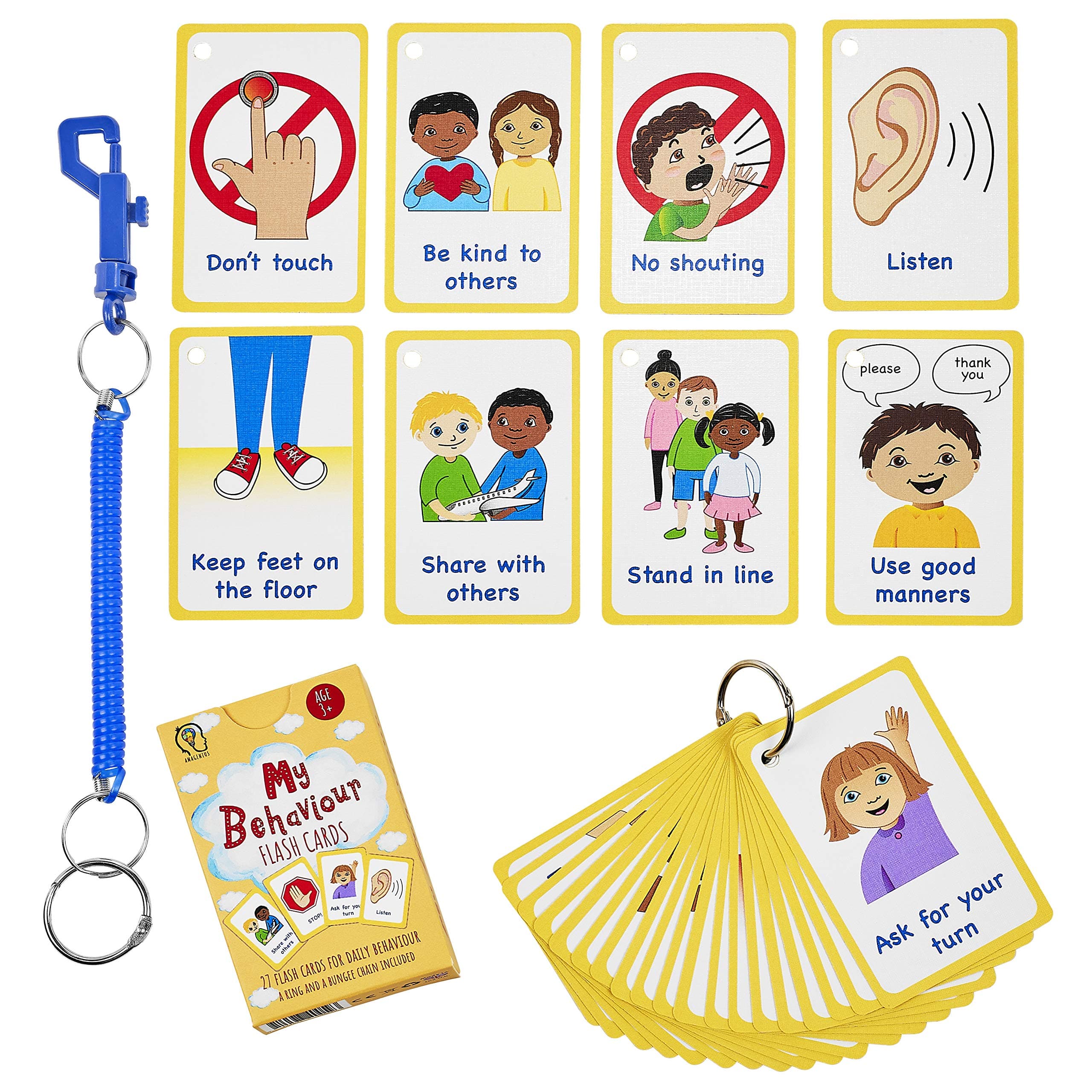 Amonev My Behaviour Cards 27 PECS Flashcards for visual aid Special Ed, Speech Delay Non Verbal Children and adults with Autism or Special Needs