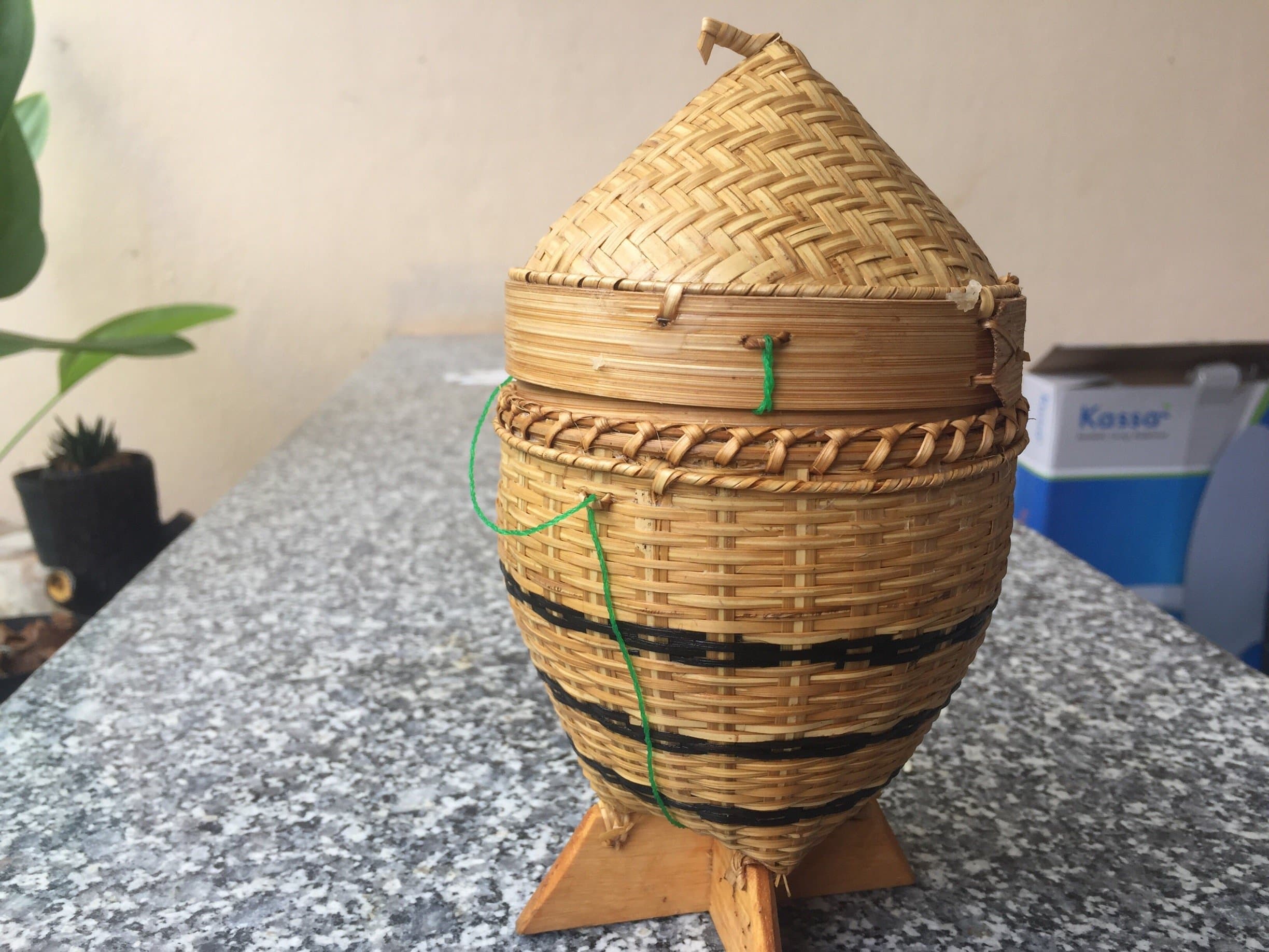 Thai Handmade Sticky Rice Single Serving Bamboo Small Box/ 4 Pcs. by OTOP Thai