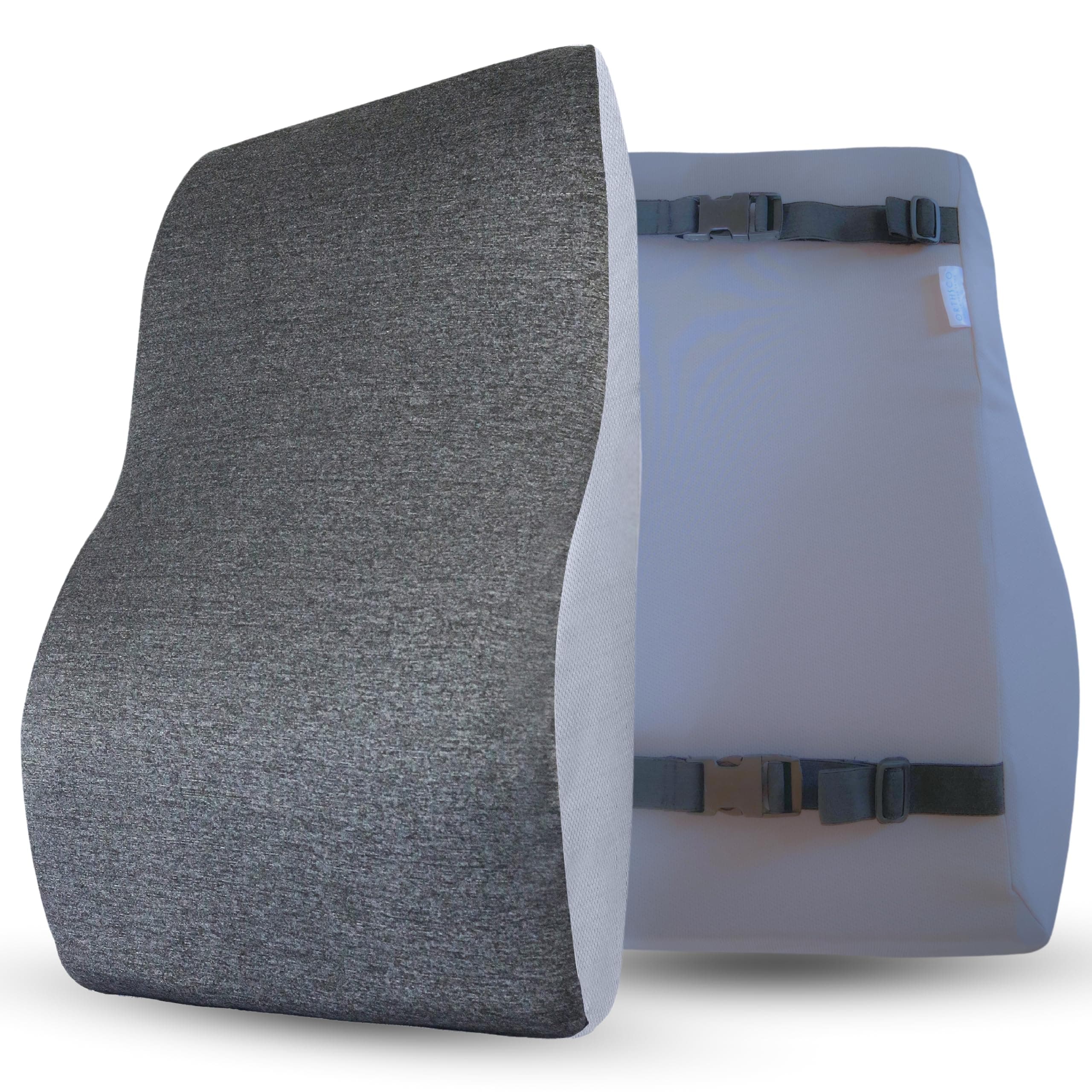 ORTHICO Memory Foam Lumbar Support Pillow - Back Support for Office Chair,Car Seat Back Support,Car Backrest Cushion,Back Rest for Office Chair,Pillow for Back Pain,Chair Pillow,Ergonomic Design,Black