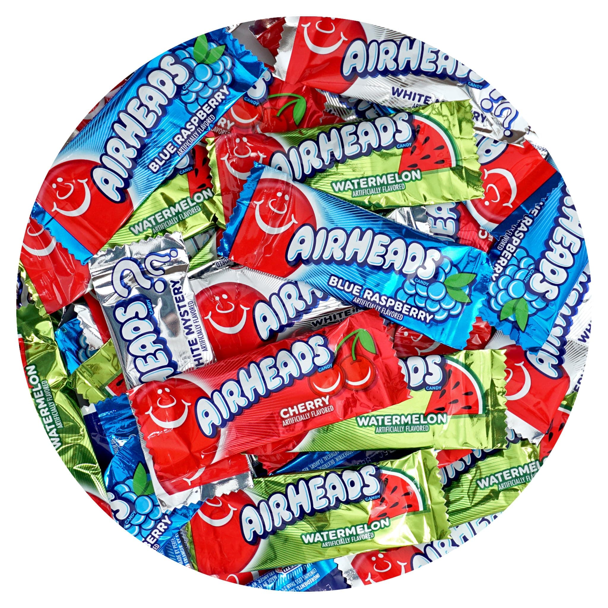 Airheads Candy Mini Bars, Assorted Flavors, 2 Pounds (Approx. 70 Pieces) Airheads Bulk Bag, Individually Wrapped Candy, Mini Airheads