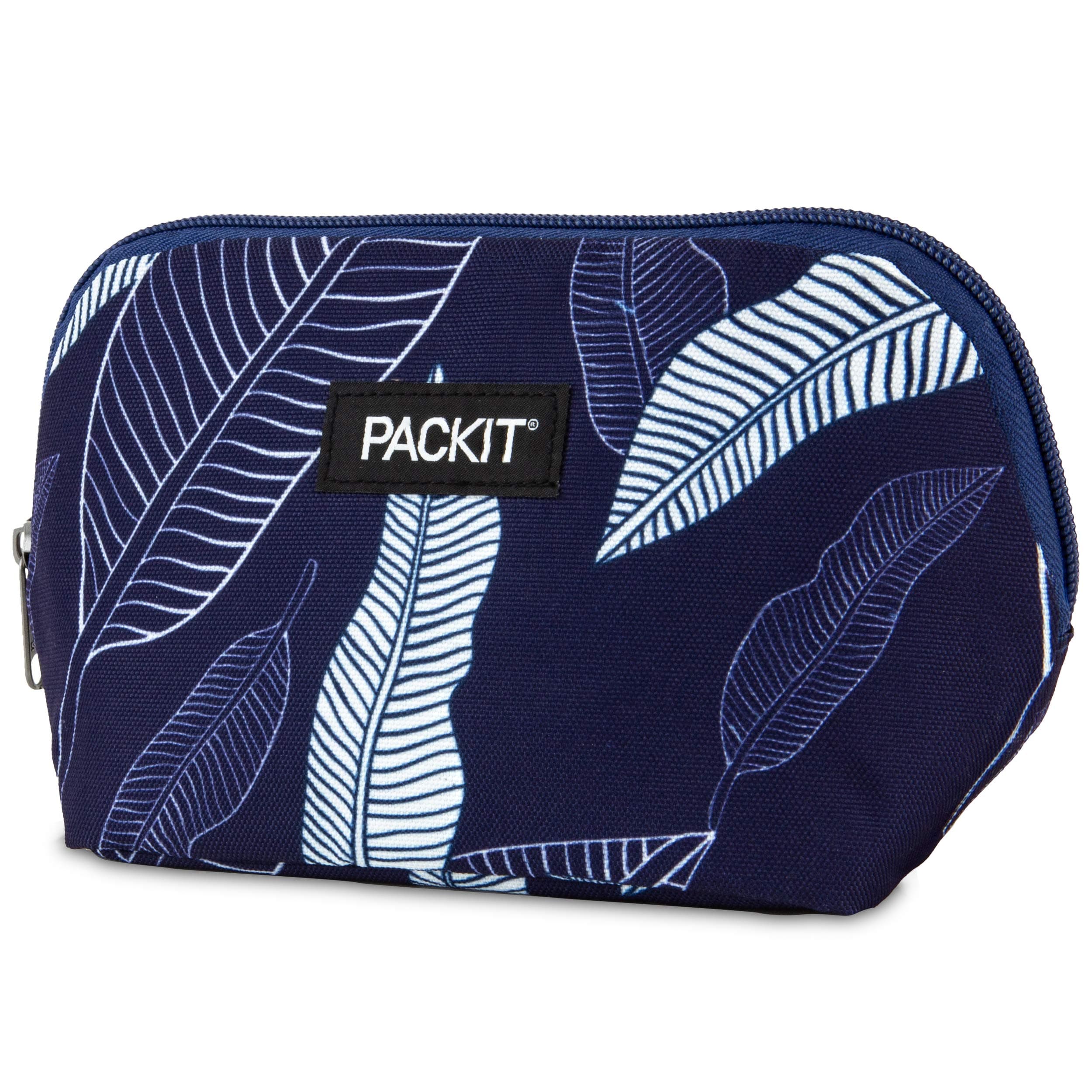 PackItFreezable Snack Bag, Navy Leaves, Built with EcoFreeze Technology, Foldable, Reusable, Zip Closure Locks in Cool Dry Air, Perfect for Babies, Kids, Adults of all Ages and Fresh Snacks On the Go