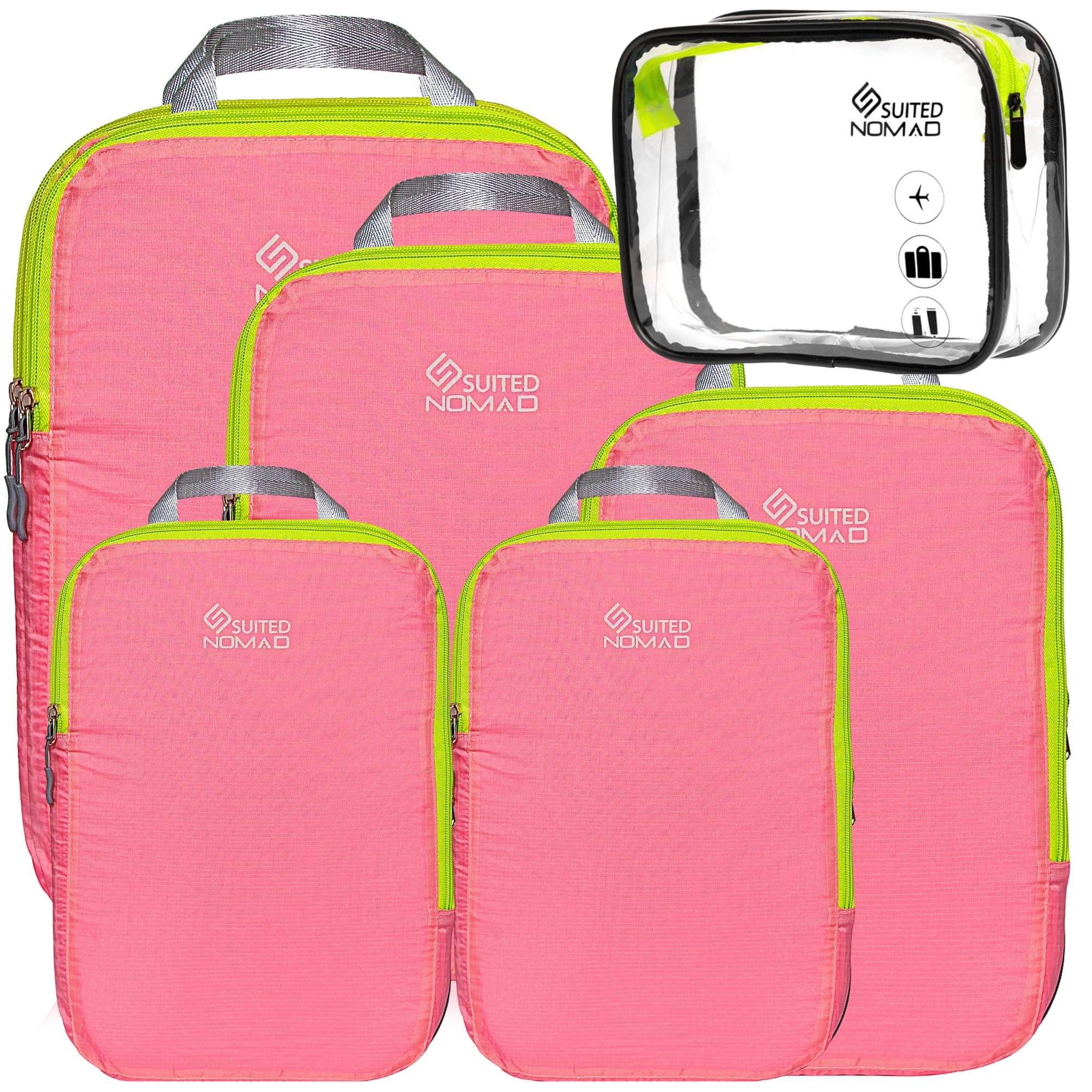 SUITEDNOMAD Ultralight Compression Packing Cubes Set, Suitcase and Backpack Travel Organiser Bags