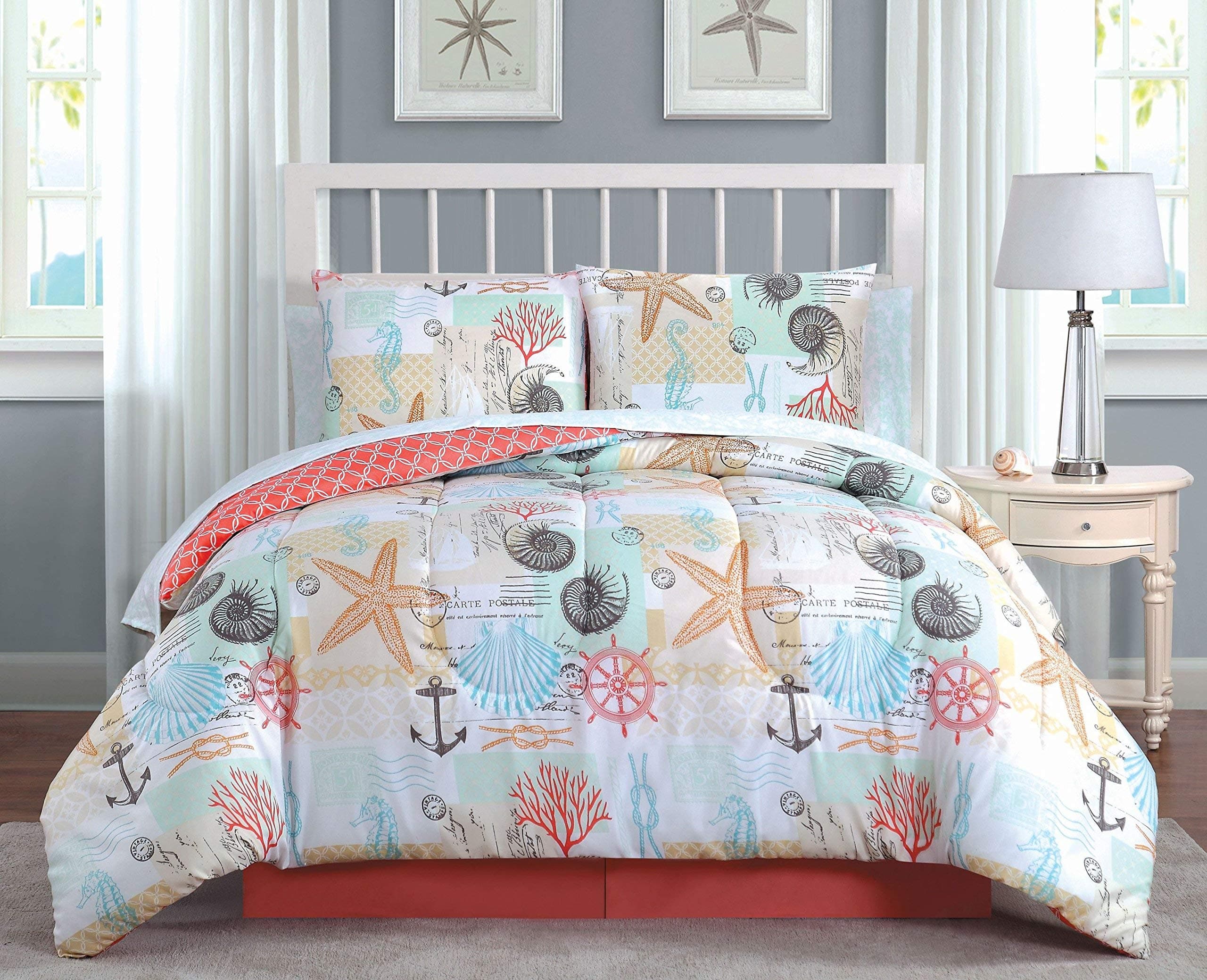 Avondale Manor Belize 8-Piece Comforter Set, Queen, Coral