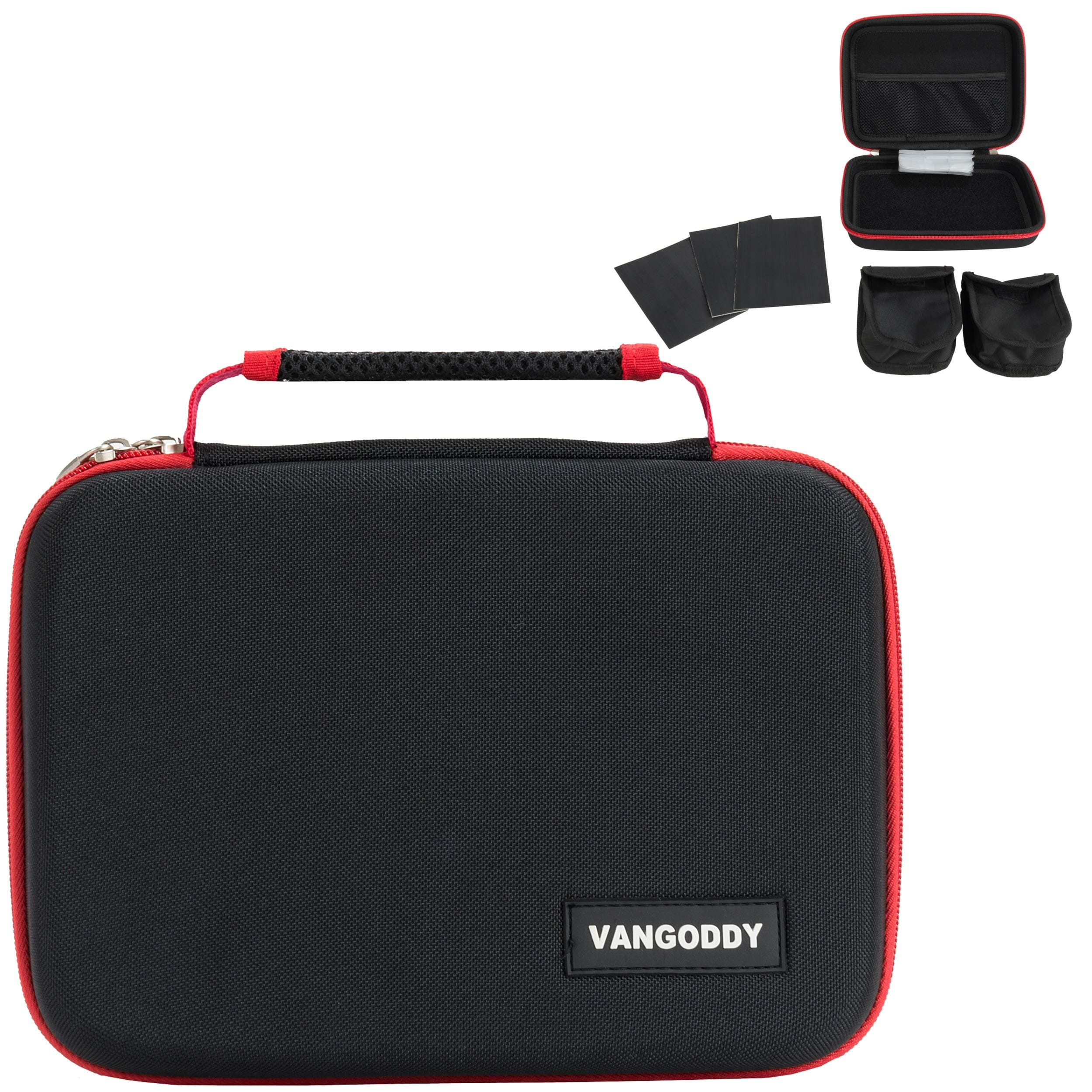 VanGoddy Black Red Hard Shell Carrying Case Suitable for Vivitek Qumi Q3 Plus, Q6, Q8, Q38 Portable Pocket Pico Projectors