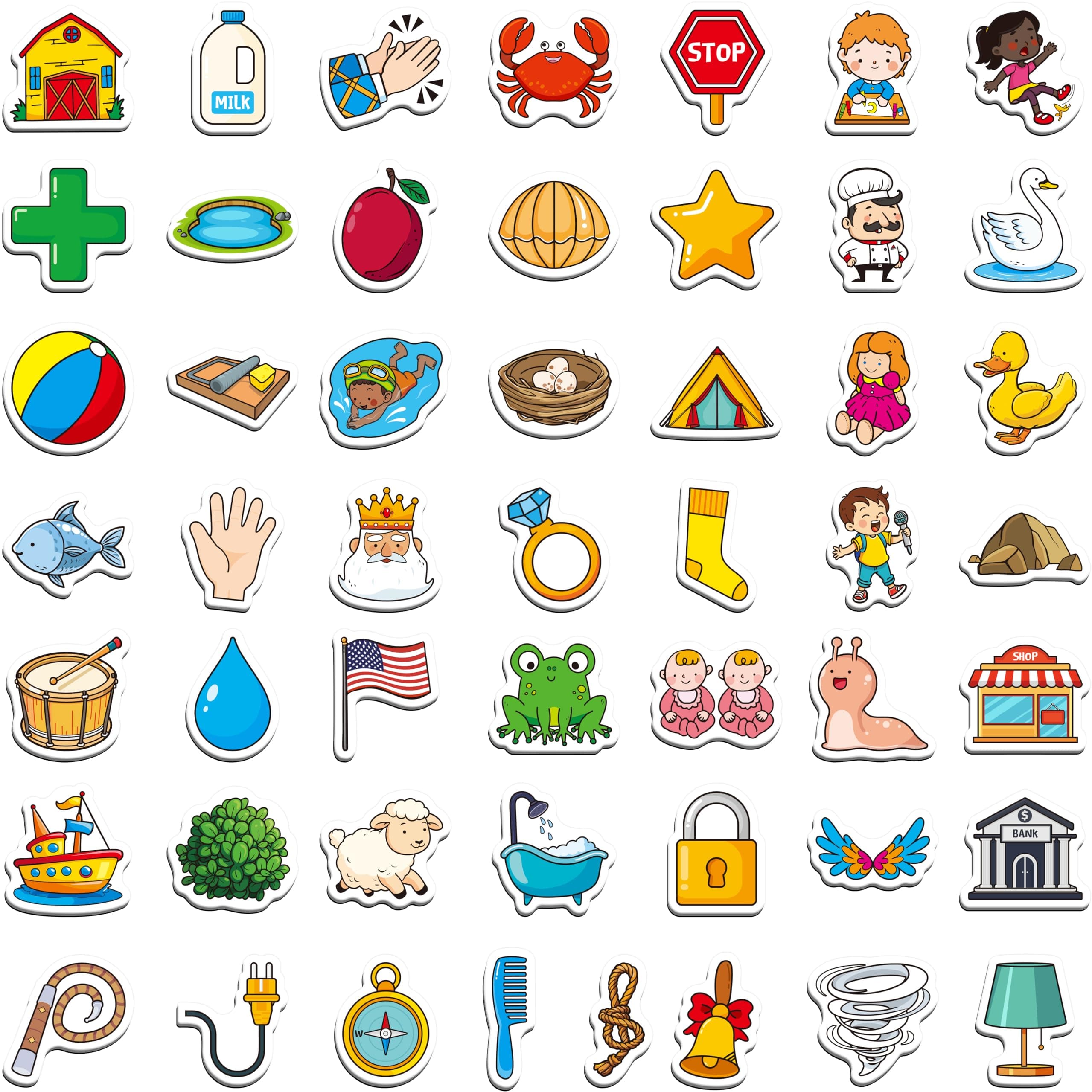 50 PCS CVCC & CCVC Object Magnets, Magnetic Thickened Fridge Magnets Adorable Educational Learning Toys for Preschooler, Kindergarteners, Kids 4+