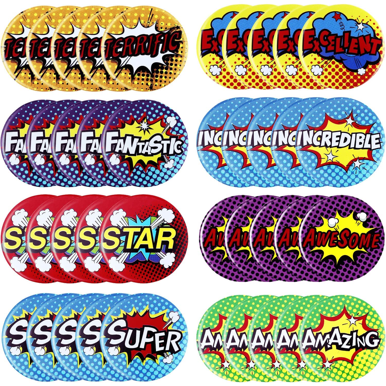 WILLBOND 96 Pieces Recognition Pins Mini Button Pins Button Badge Encouraging Recognition Buttons Positive Badges Hero Buttons for Party Supplies, 8 Styles