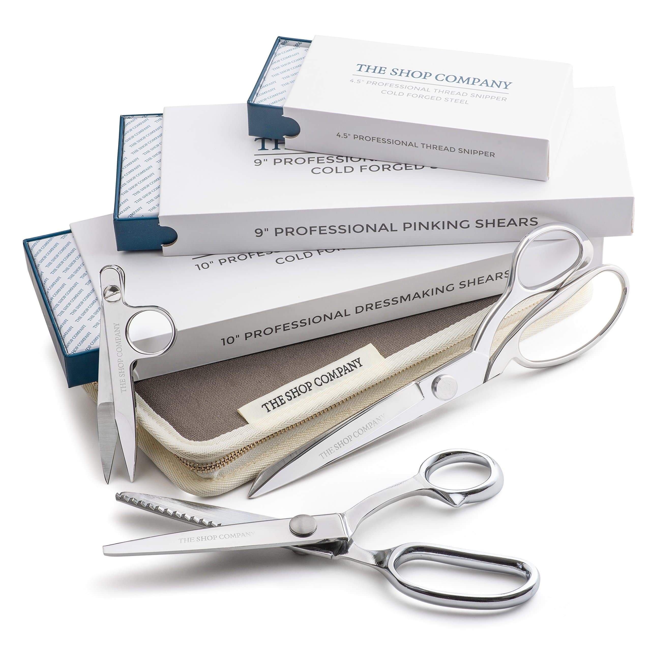 TSC Complete Sewing Scissors 5 Piece Set - Professional Series - 8 inch Lightweight Straight Edge Scissors, Pinking Shears, Thread Snipper, Seam Ripper and Premium Zippered Carrying Pouch