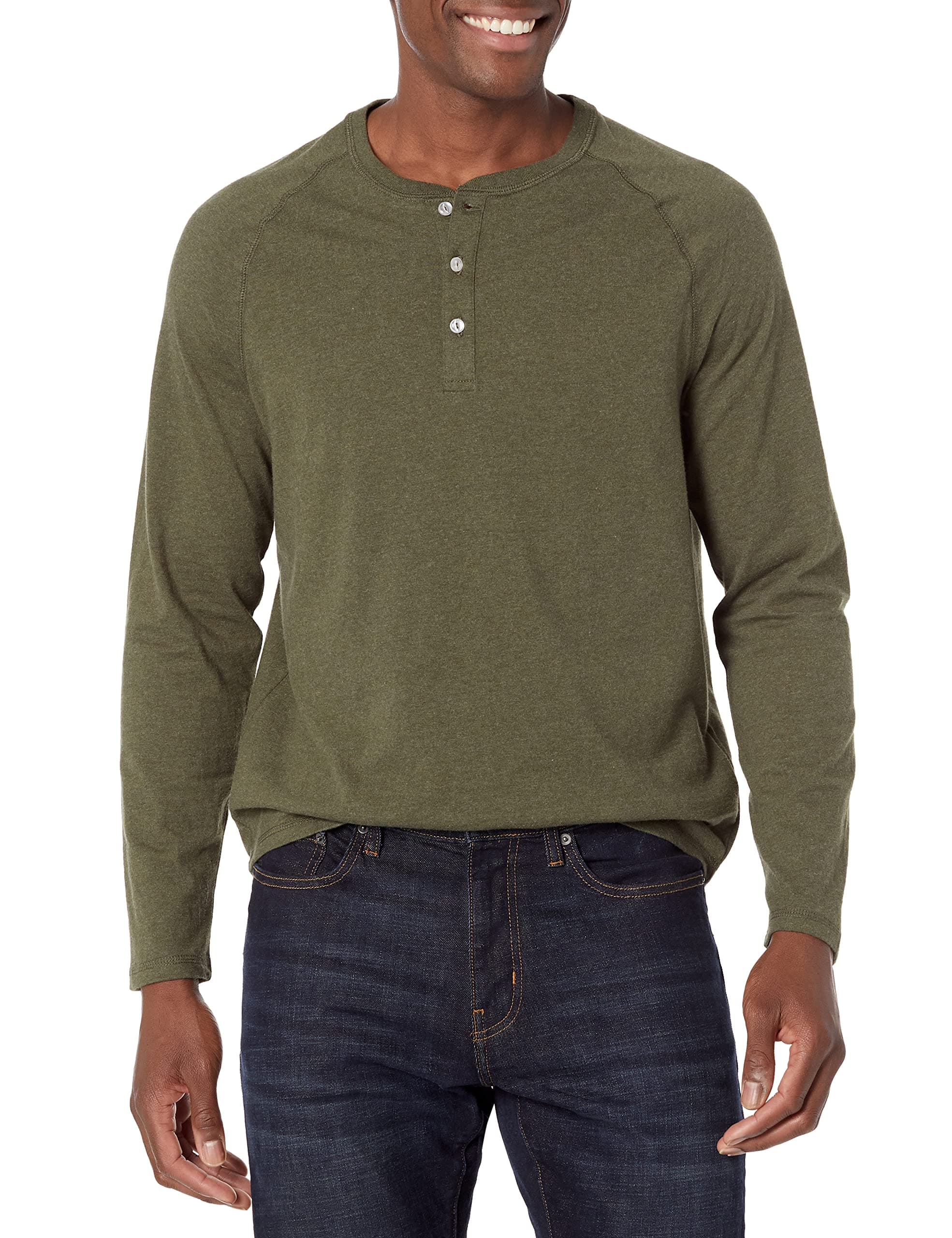 Amazon Essentials Men's Long Sleeve Henley Shirt, Regular-Fit