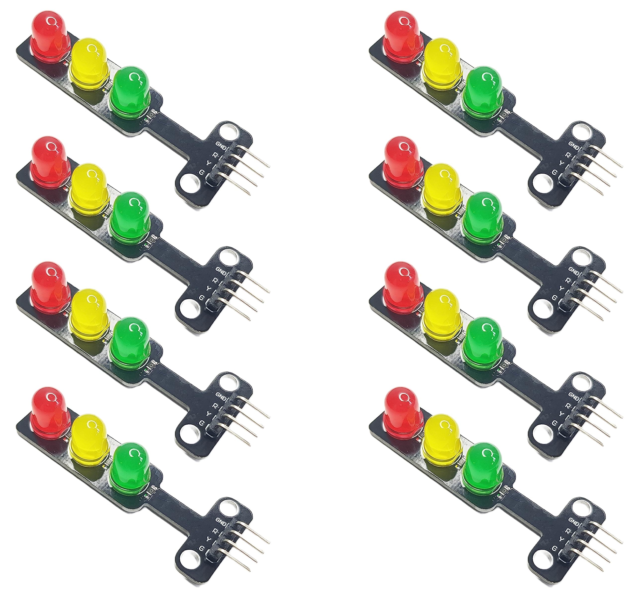 LED Traffic Light Module for Arduino, ESP32, ESP8266, Raspberry Pi, 8 Pieces