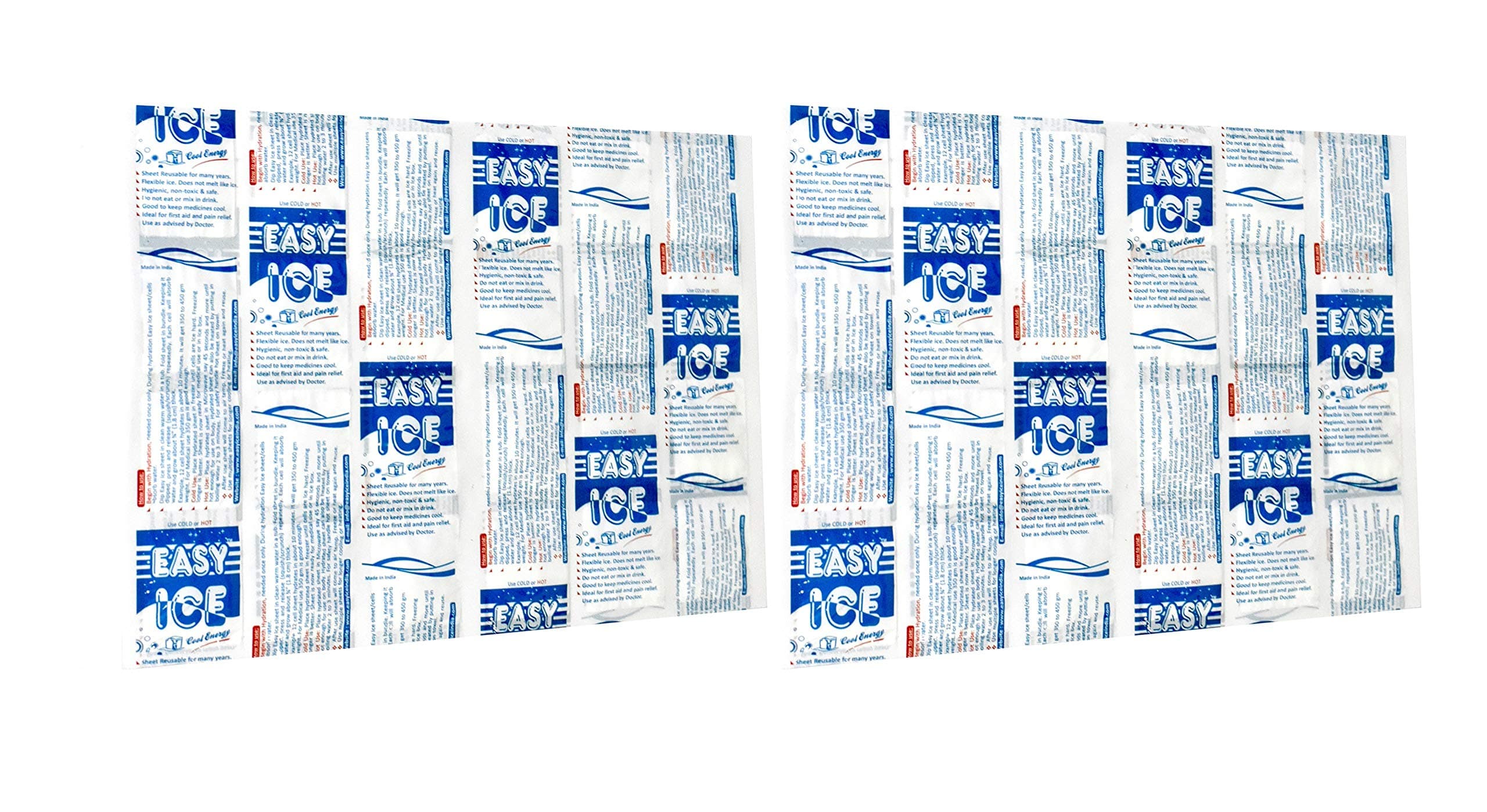 Large Easy Ice Cooler/Chiller for Ice Box. Flexible Even After Freezing, Compact & Space Saving. Reusable for Years. Pack of 2 Sheets Each 14 x 10 inch.