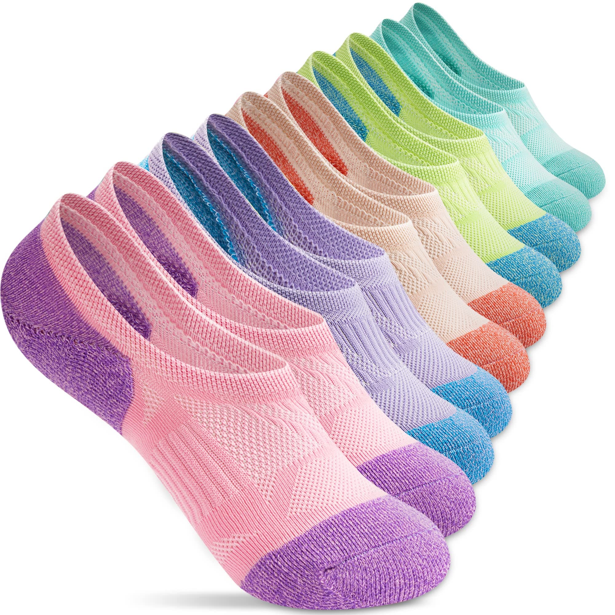 No Show Socks Womens Athletic Compression Running Low Cut Cushioned Socks 5 Pairs