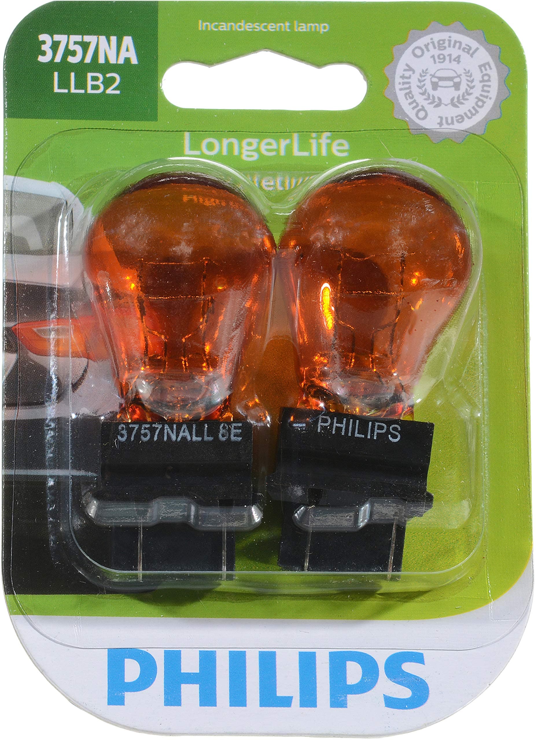 Philips 3757NA LongerLife Miniature Bulb, 2 Pack