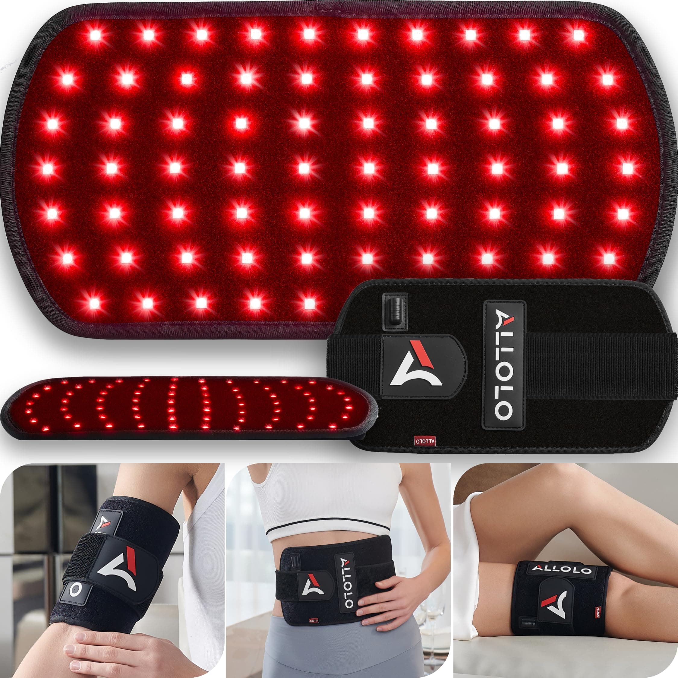 ALLOLO - Red Light Therapy for Body, 3 in 1 LED Count with Timer Remote Control, Infrared Light Therapy 12.6" x 6.3", 660nm & 850nm for Body Pain Relief, for