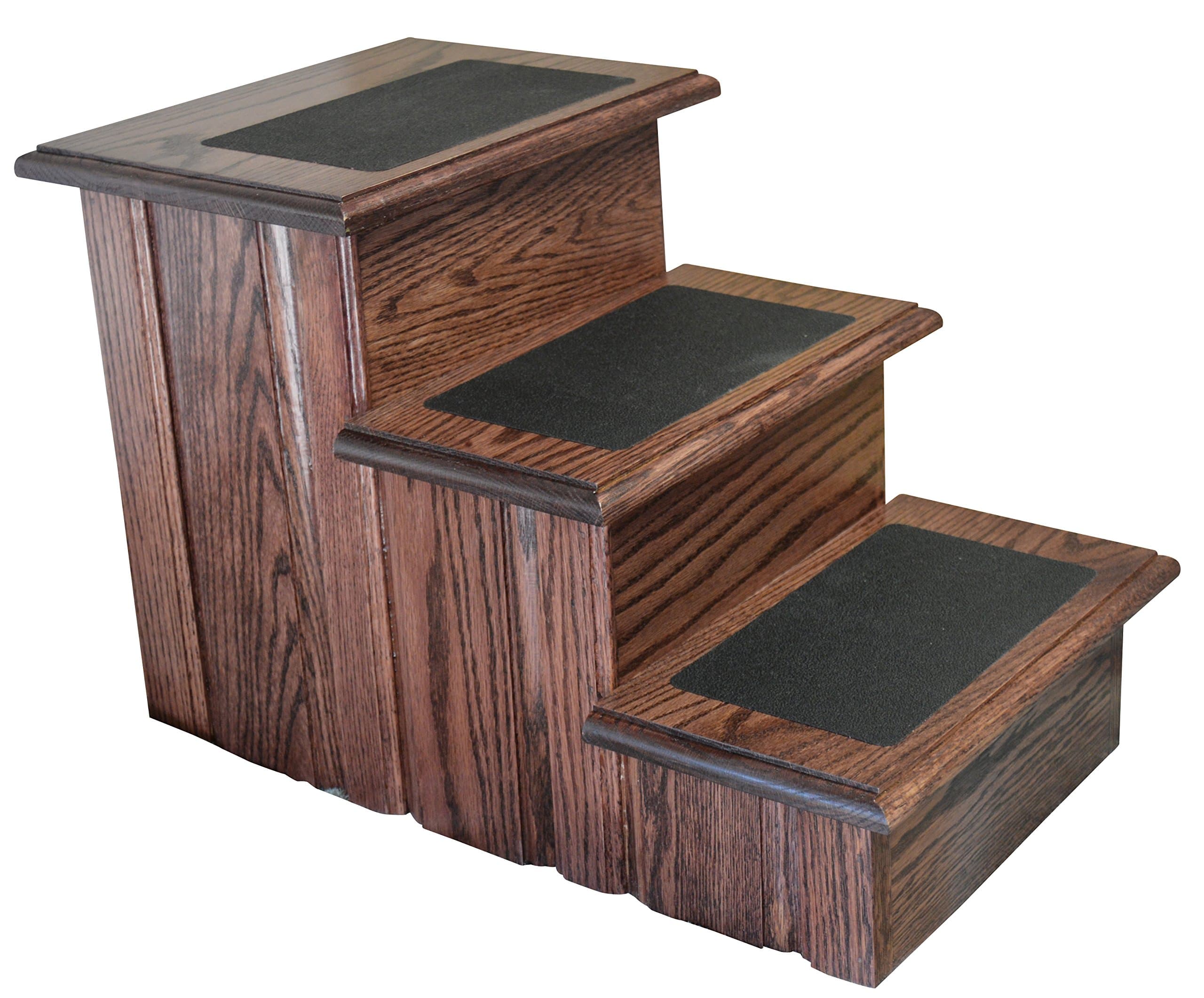 Premier Pet Steps Tall Raised Panel Dog Steps, Solid Oak Tread with Non Slip Surface in a Rich Cherry Stain, 17-Inch