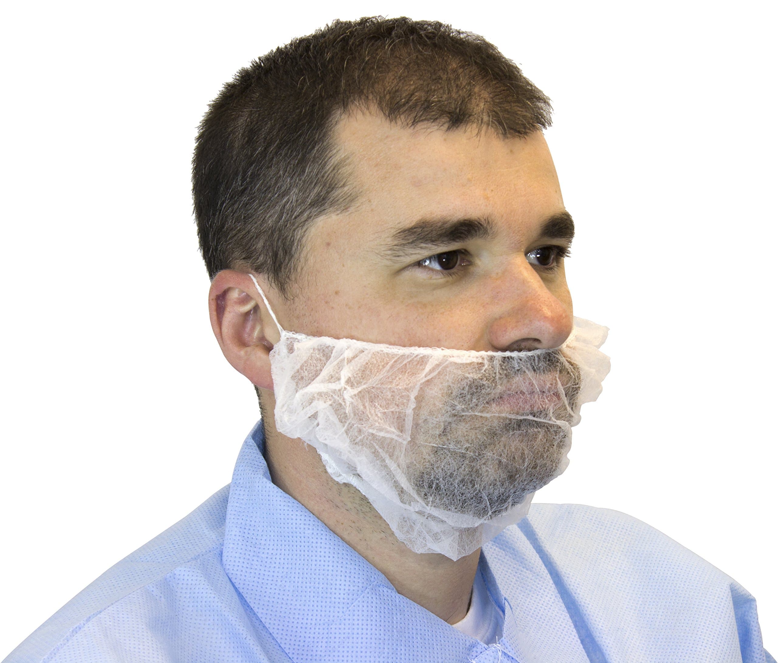 Beard Cover Protector | High Quality & Breathable Spunbond Polypropylene Fabric, Latex Free, Non Slip & Comfy | For Cooking, Serving, Restaurants, Food & Healthcare Facilities | 100ct