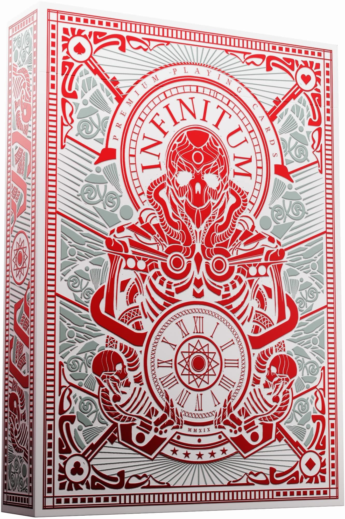 Elephant Playing Cards Infinitum Ghost White & Red , Deck of with Free Card Game eBook, Premium Card Deck, Cool Poker , Unique Bright Colors for Kids & Adults, Card Decks Games, Standard Size