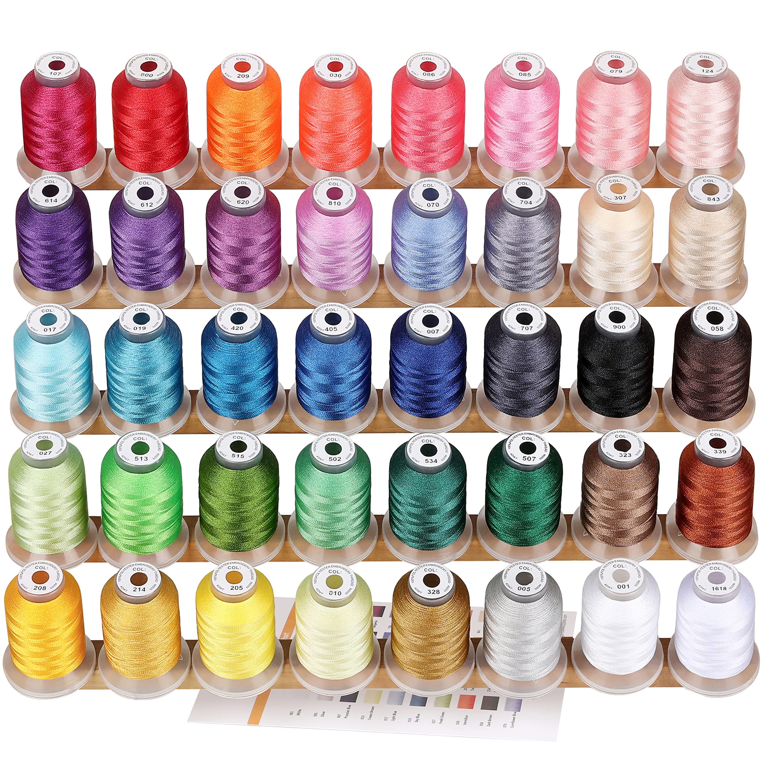 40 Spools Polyester Machine Embroidery Thread Kit 500M Colors Compatible with Brother Colors