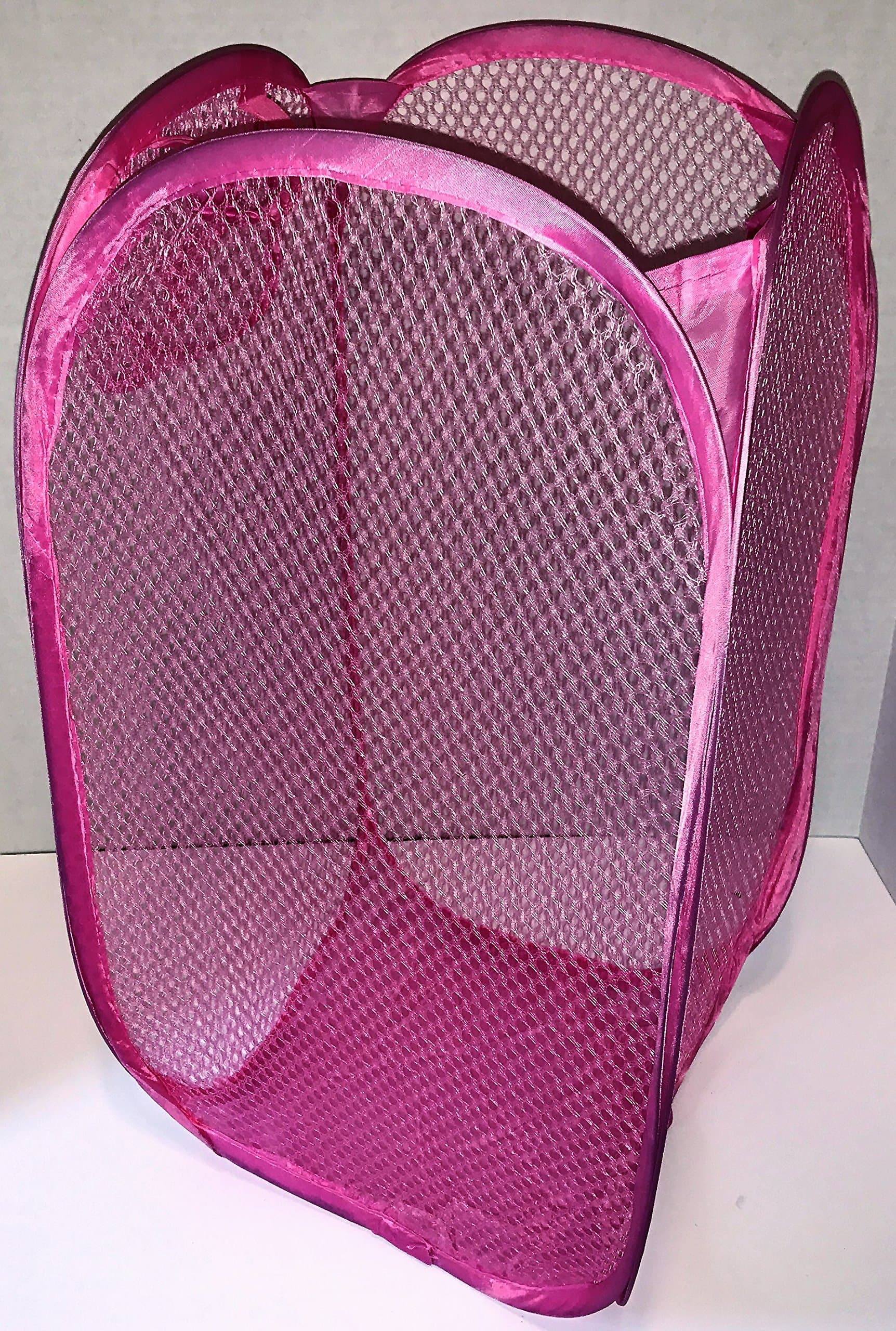 Foldable Portable Pop up Washing Clothes Laundry Basket Bag Bin Hamper Mesh Storage 36cm X 36cm X 58cm 1 Pcs (Purple)