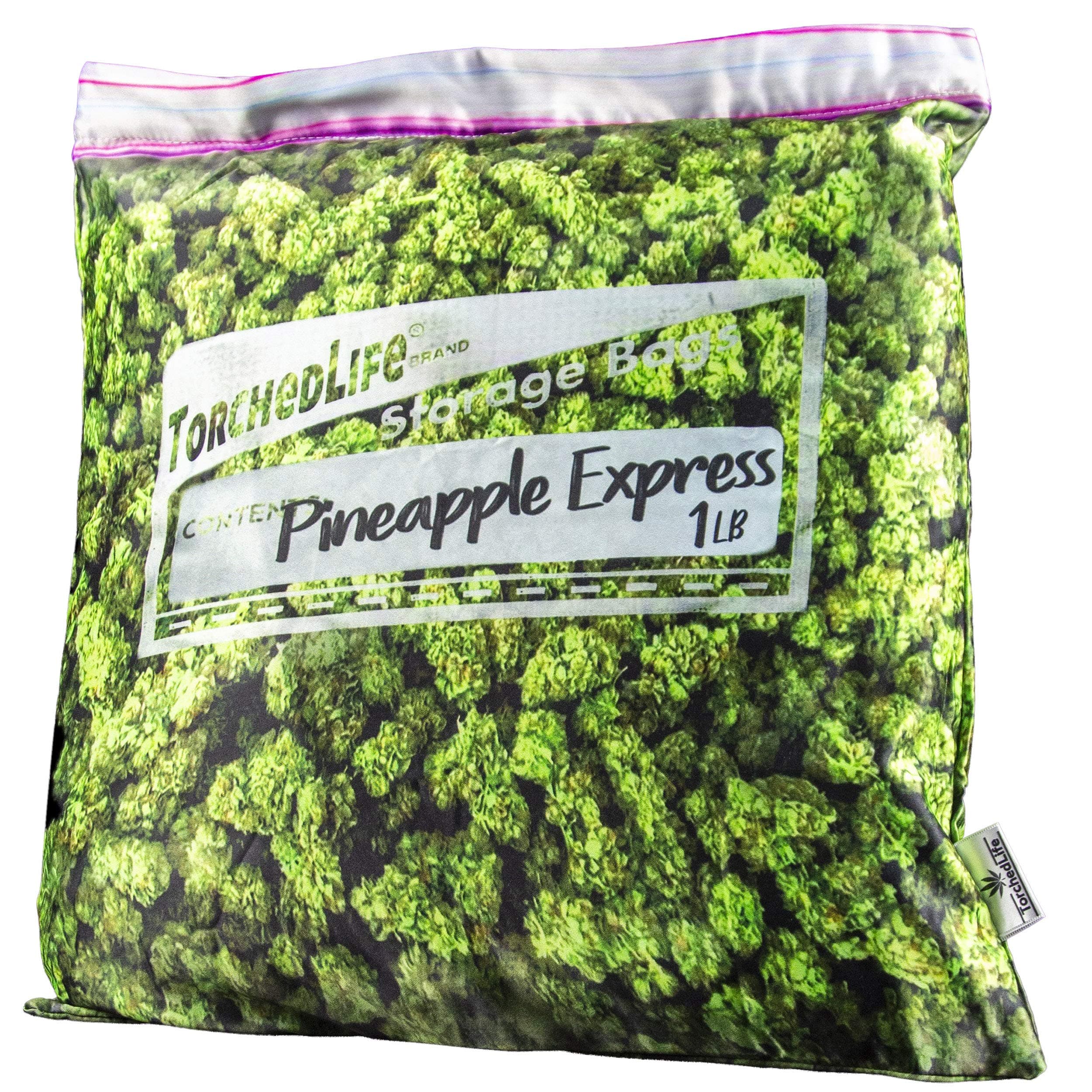 Torched Pineapple Express Stash Pillowcase with Secret Pocket | Decorative Throw Pillow Cushion with Cool Hidden Compartment | Fits 16 x 16 Inch Pillow Insert | Weed Decor | Weed
