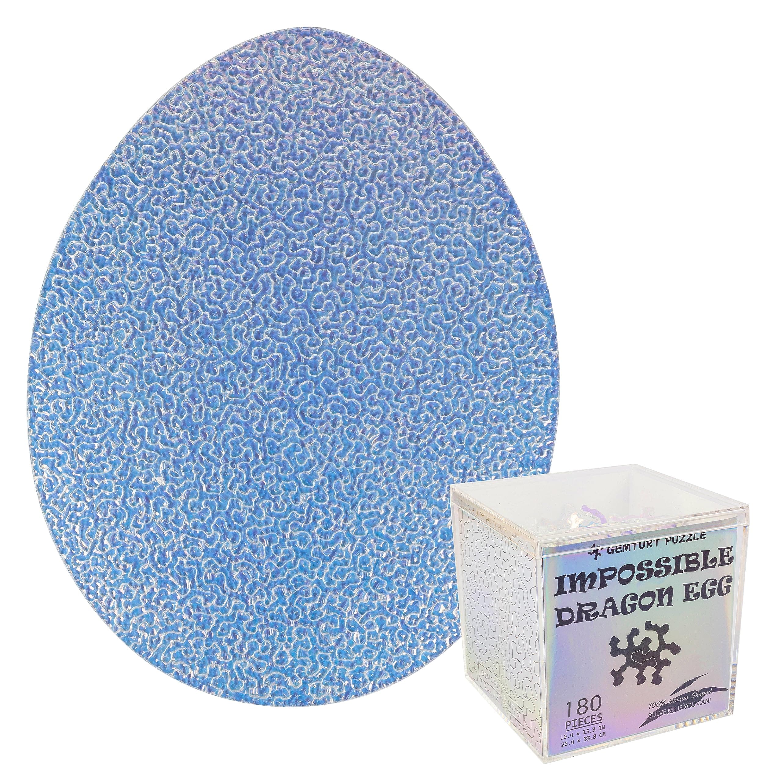 Impossible Dragon Egg - Jigsaw Puzzle, wavy surface, Unique Color Changing Iridescent Acrylic 180 Pieces Challenge Game for Adults Gift DIY by GEMTURT