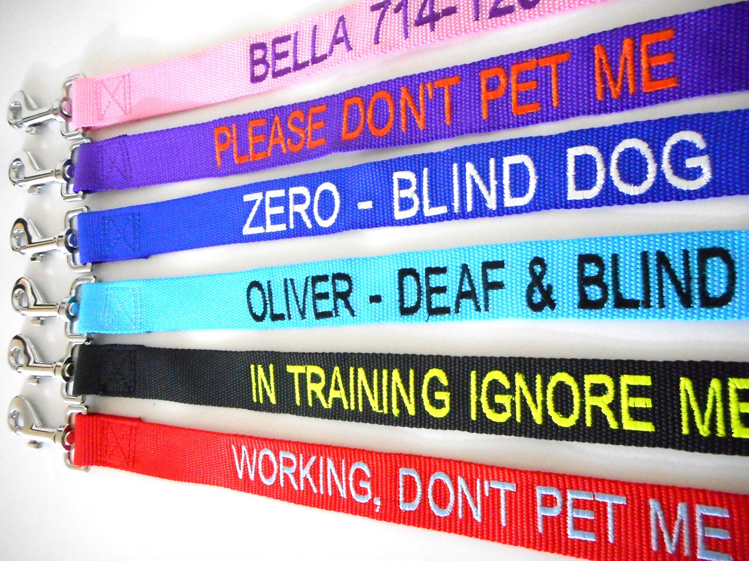 Mix Paws TM - Personalized Customized Embroidered Dog Name 6FT Nylon Leash, Lead For Dog, Pet, Puppy, Black, Red, Pink, Purple, Orange