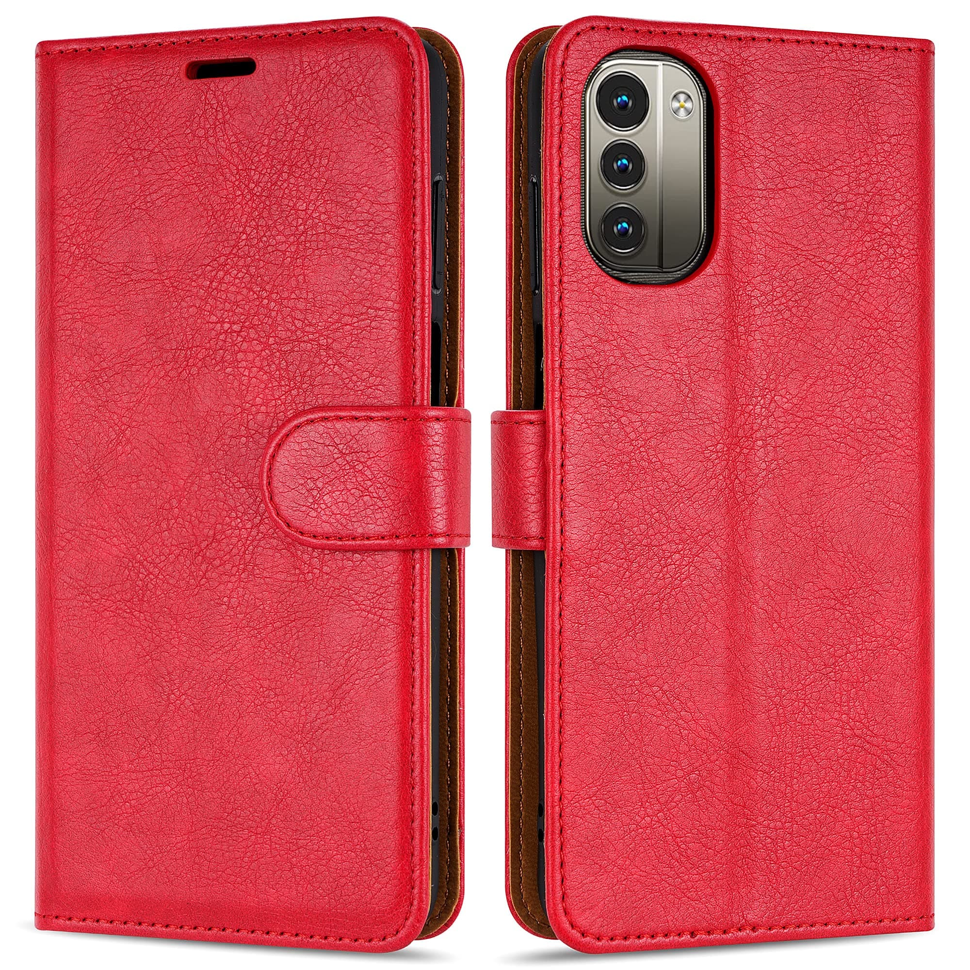 Case Collection for Nokia G11 / Nokia G21 Phone Case - Premium Leather Folio Flip Cover | Magnetic Closure | Kickstand | Money and Card Holder Wallet Red