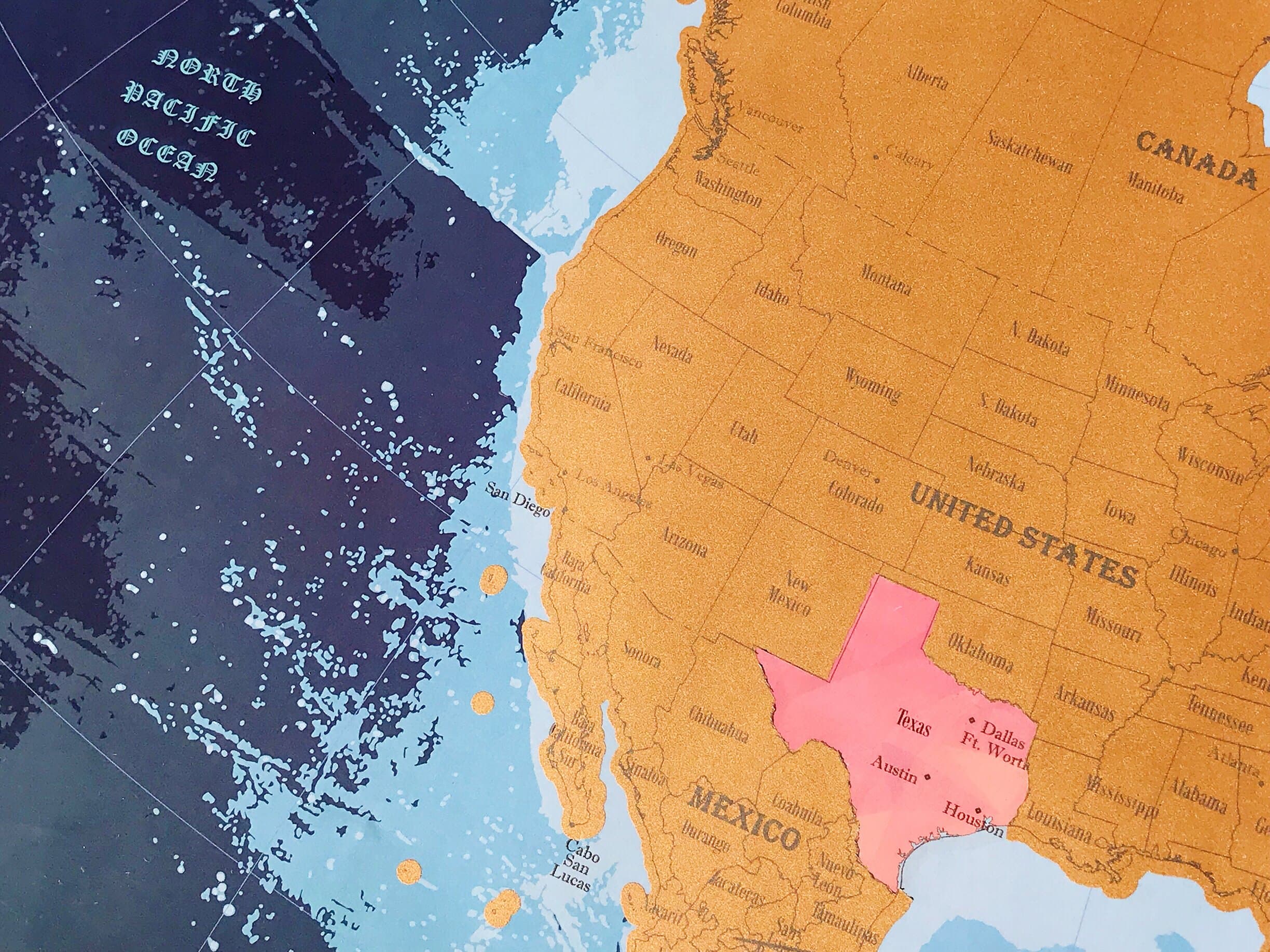 Premium Scratch Off Map - North and Central America - US, Canada, Mexico States Outlined - Caribbean Included - Colorful World - Scratch Tool Included - Great Gift - Travel Size 24"x16" Fit for Frame